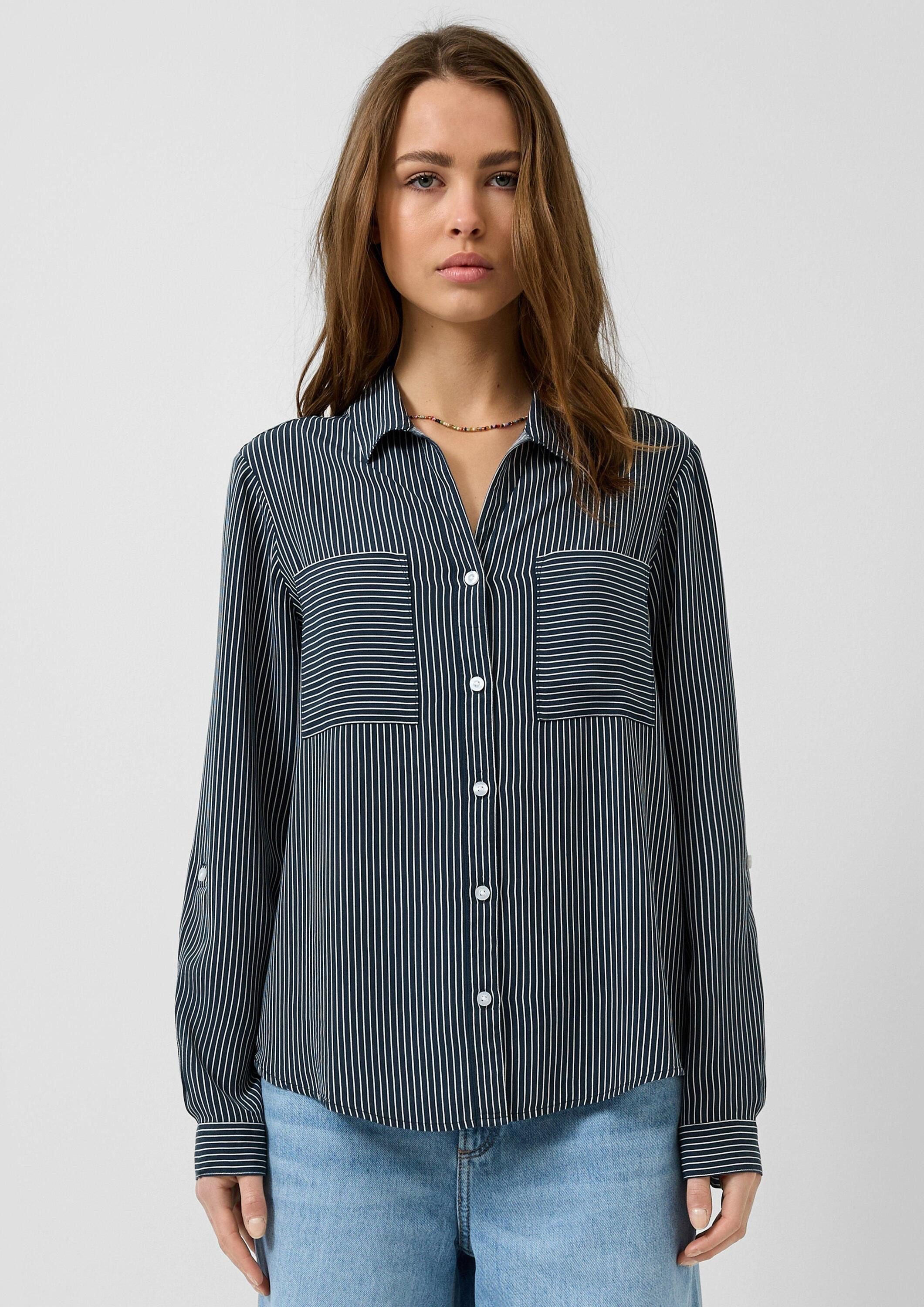 QS Langarmbluse Bluse Viskosebluse mit Krempelärmel günstig online kaufen