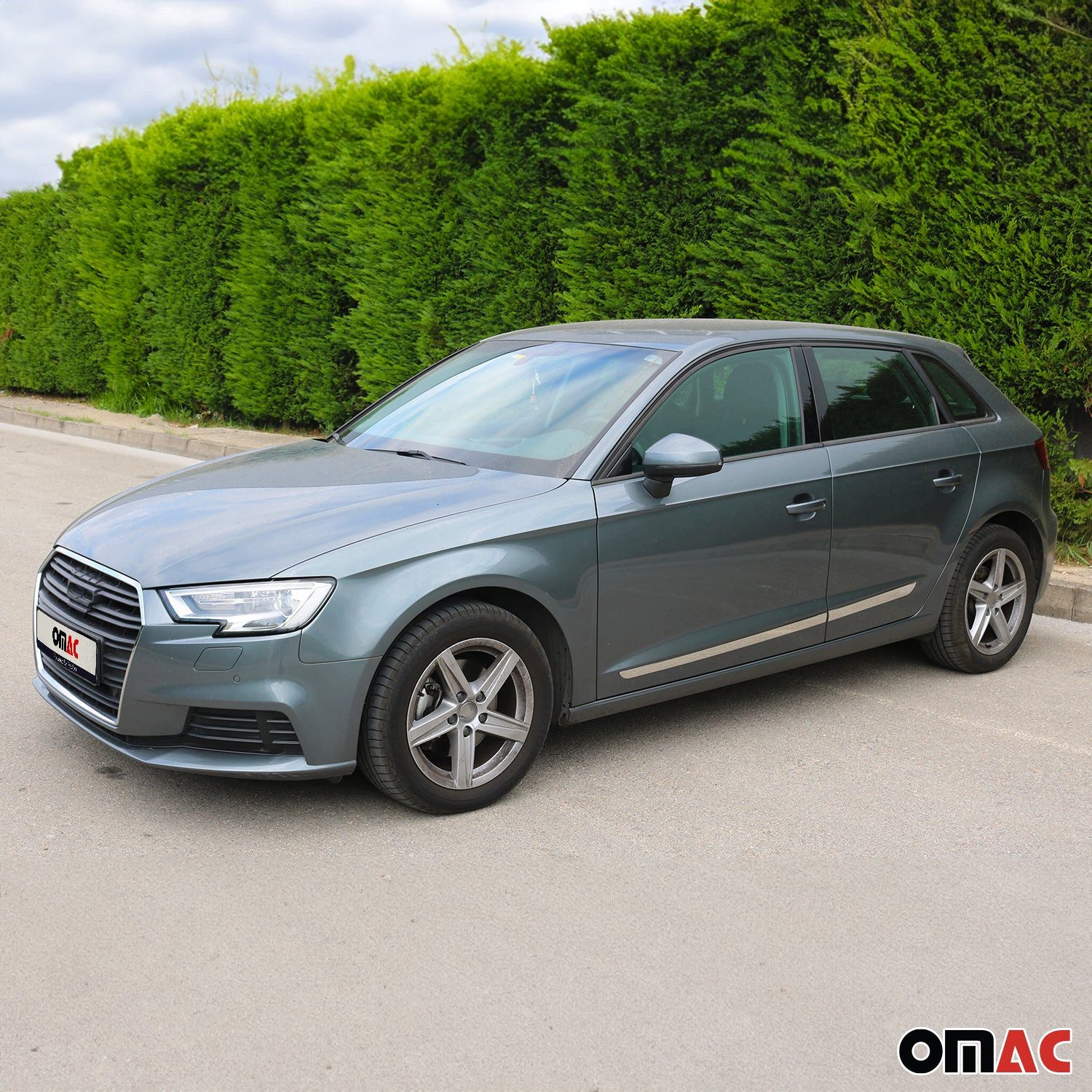 OMAC Zierleisten-Aufkleber Seitentürleiste Türleisten für Nissan Navara 2005-2015 Chrom 4x, (4tlg), Langlebig,Einfache Reinigung,Einfache Installation,Rostbeständig