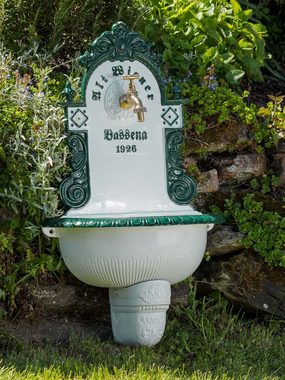 Aubaho Gartenbrunnen Brunnen Wandbrunnen 72cm Aluminium Waschbecken im Nostalgie antik Stil