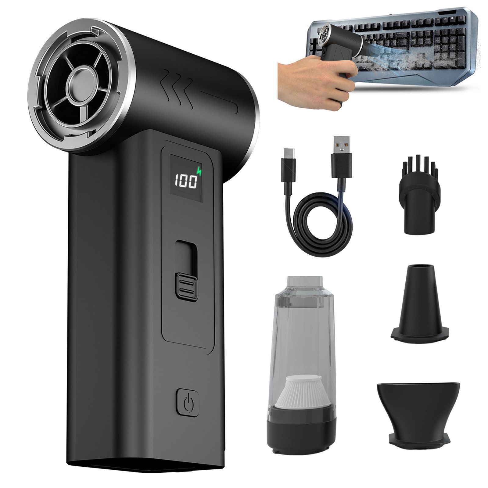 REDOM Akku-Handstaubsauger Akku Staubbläser Пилосмоки Air Duster tragbarer Пилосмоки, 200 W, beutellos, 100-stufiger Regulierung kompakt vielseitig für Auto Büro Zuhause