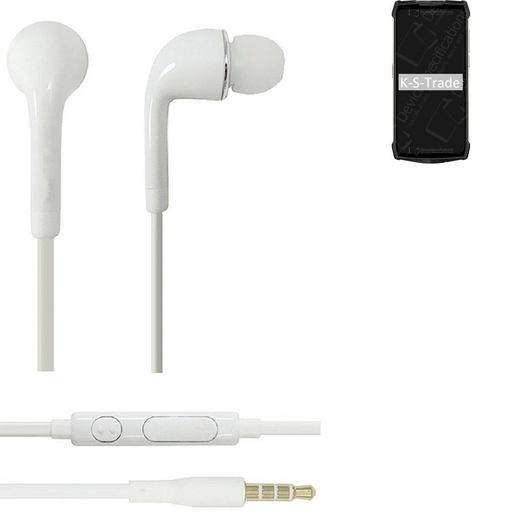 K-S-Trade für Ulefone Armor 13 In-Ear-Kopfhörer (Kopfhörer Headset mit Mikrofon u Lautstärkeregler weiß 3,5mm) | In-Ear-Kopfhörer