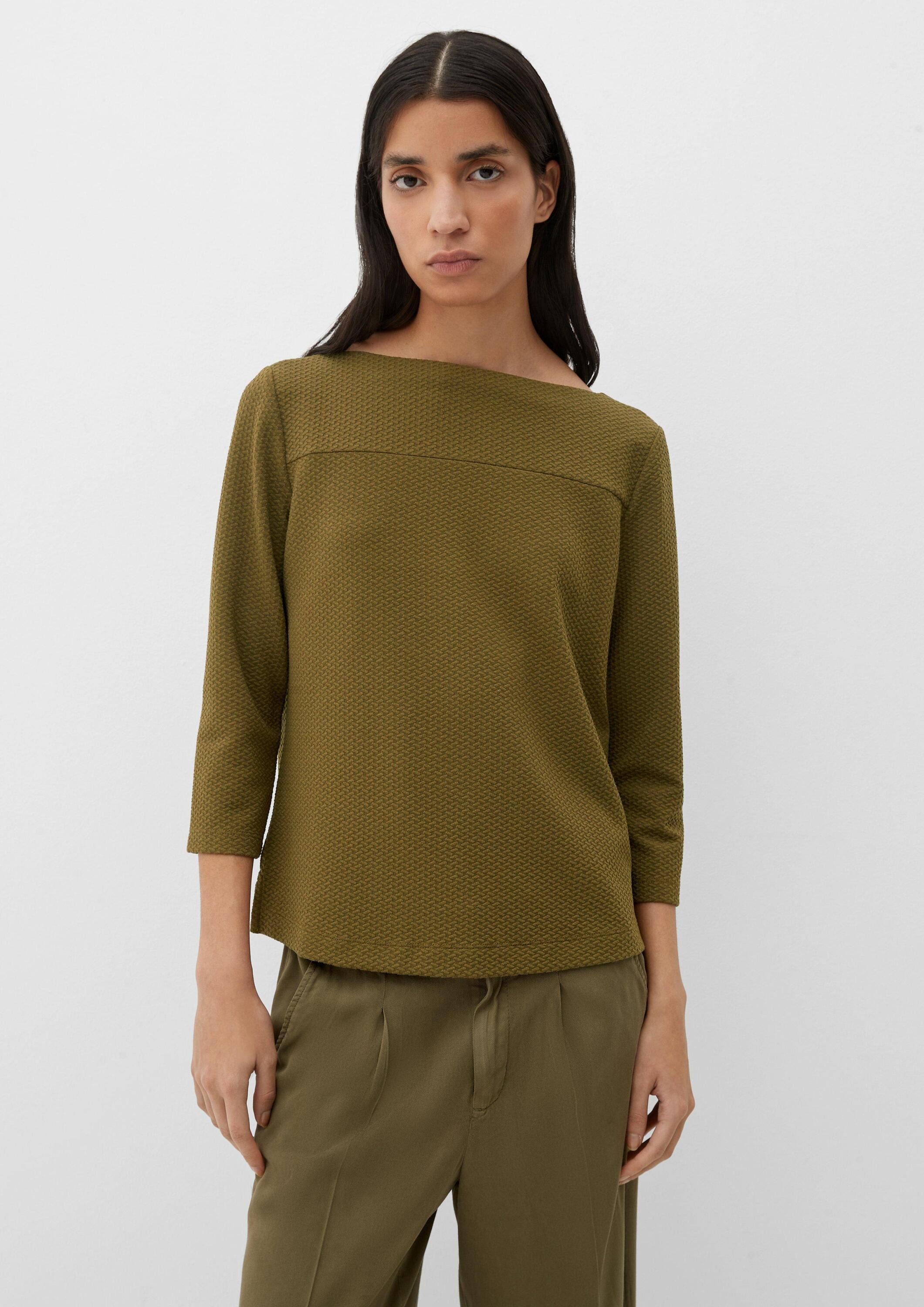 s.Oliver 3/4 Arm-Pullover Sweatshirt Longsleeve mit U-Boot-Ausschnitt