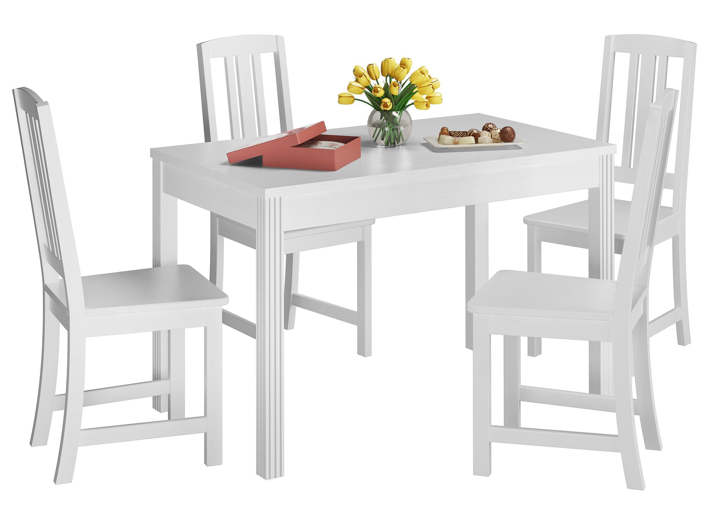 Rille Beine Küchentisch 80x120 ERST-HOLZ Massivholz Esstisch Senkrecht Tisch