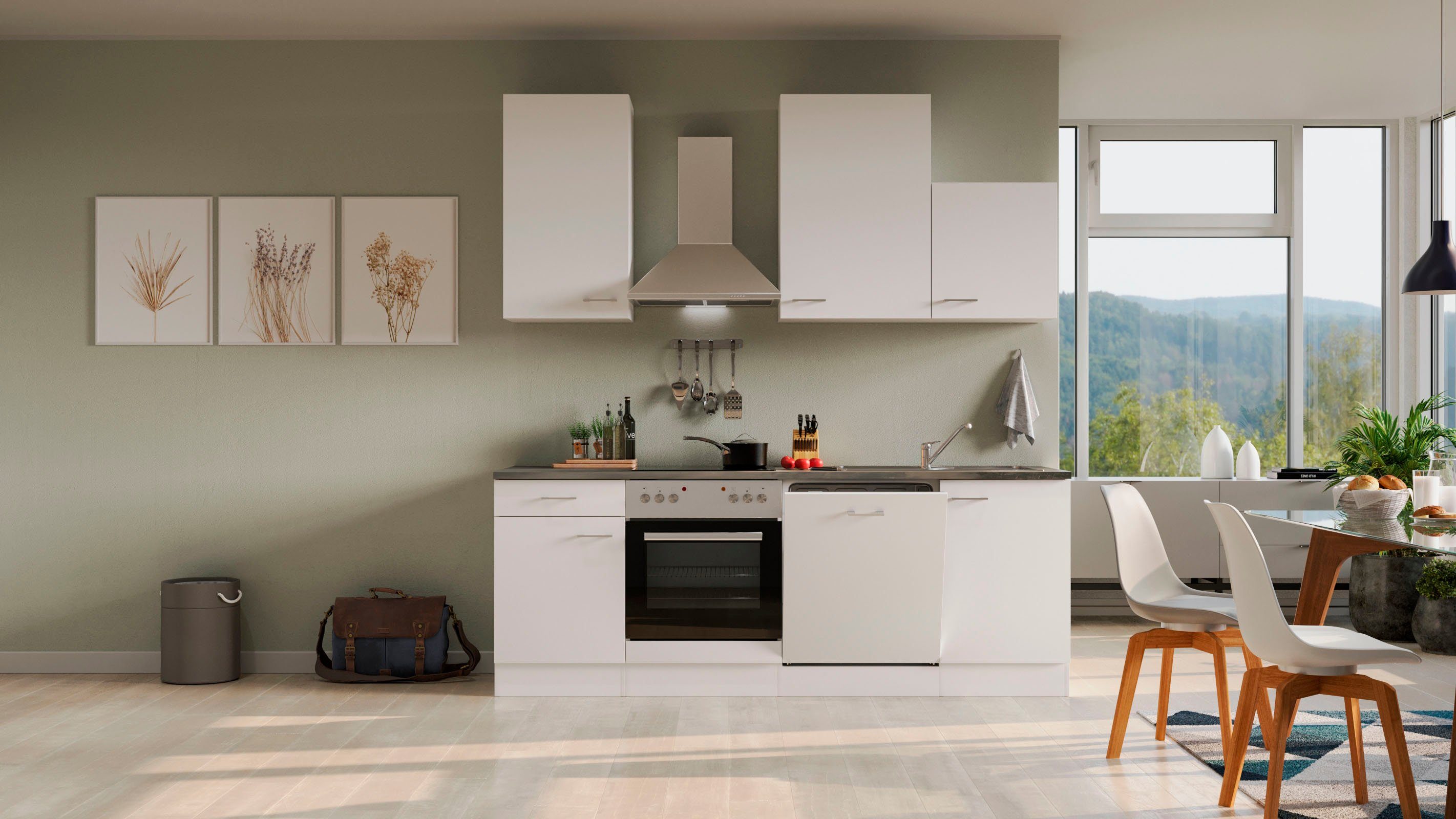 Flex-Well Küchenzeile Lucca, wahlweise mit E-Geräten, Gesamtbreite 220 cm