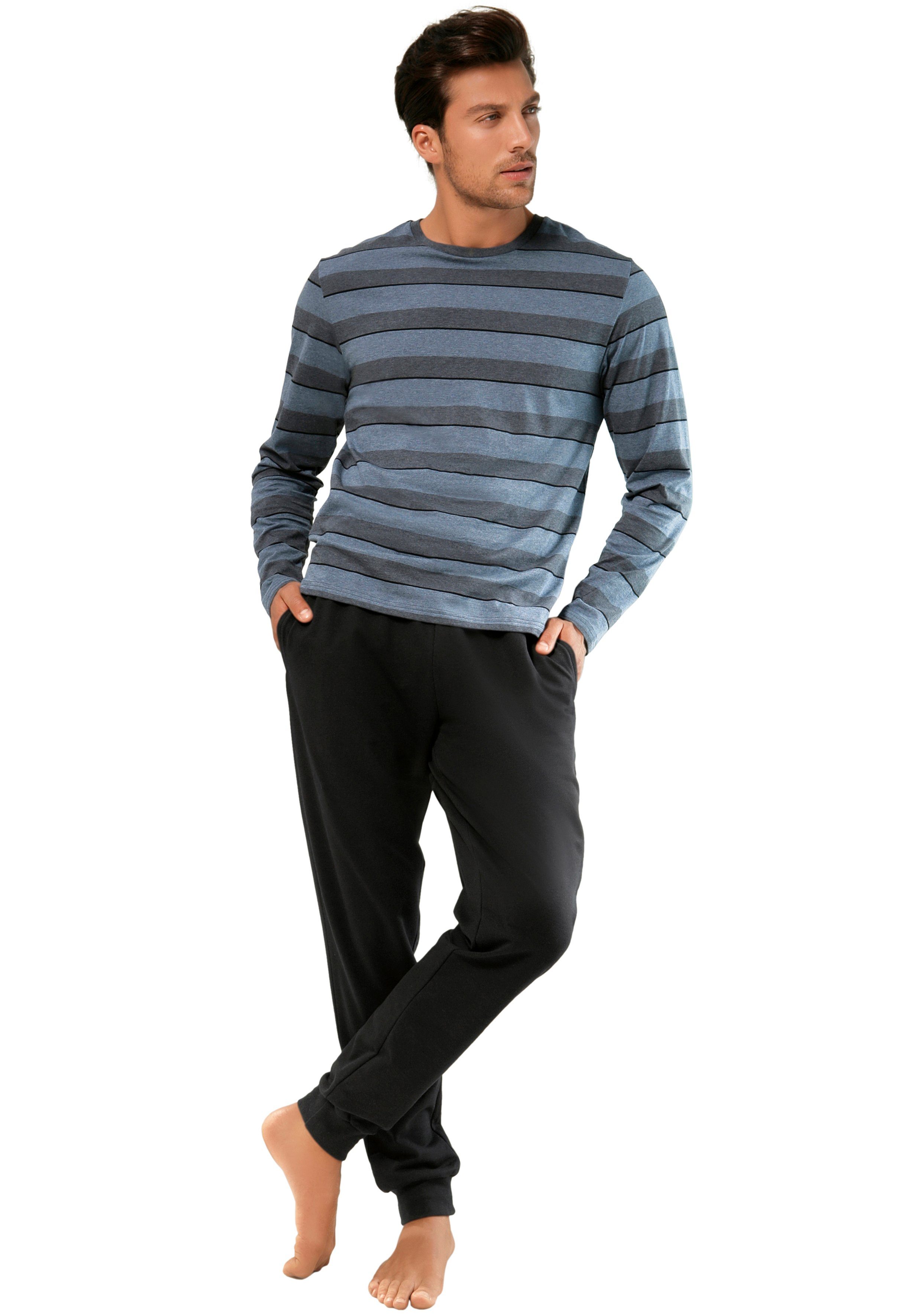 H.I.S Pyjama 1 Stück, 2 Stk. tlg., Schlafanzug mit aufwendig gestreiftem Ob günstig online kaufen