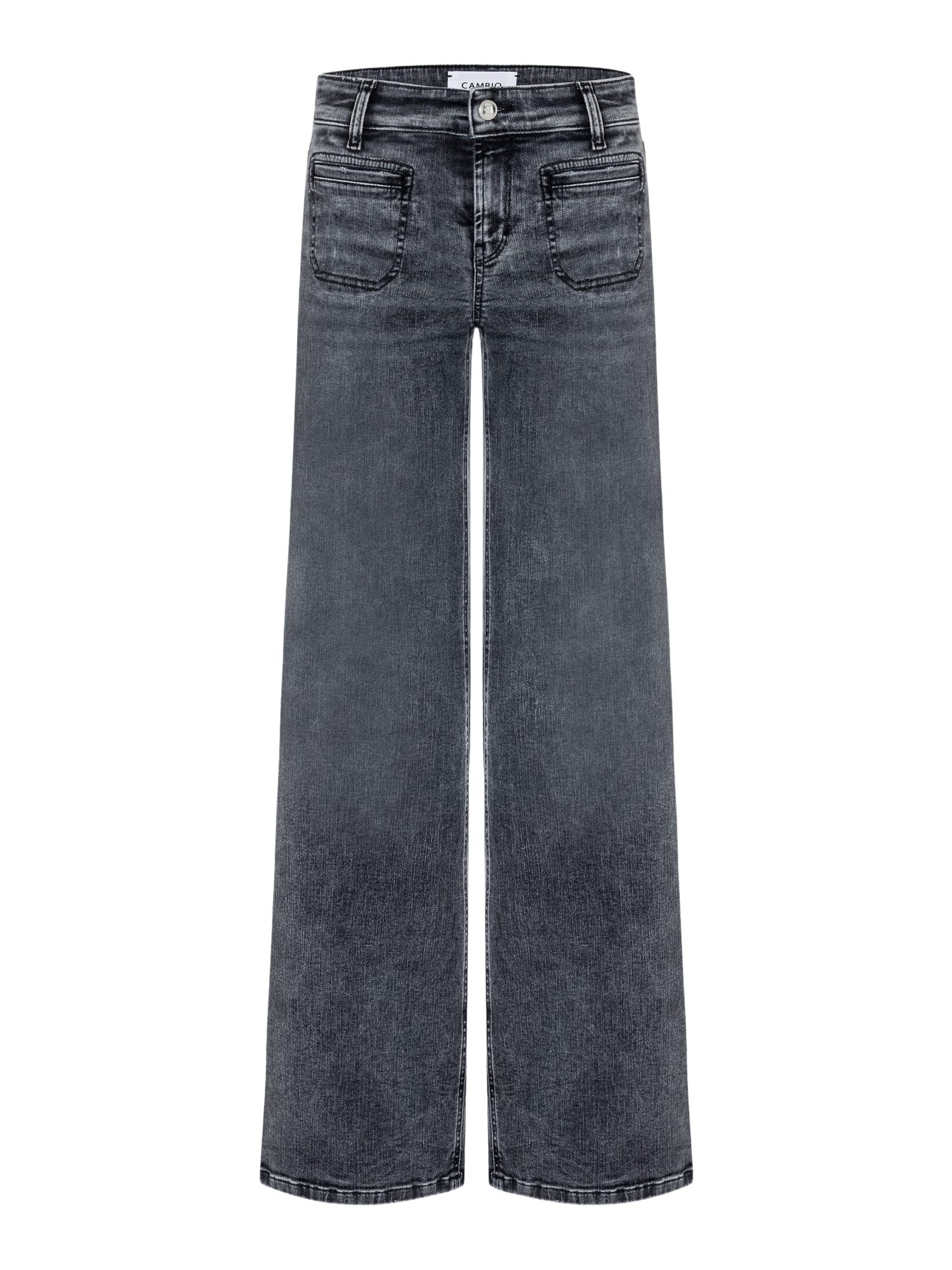 Cambio Stretch-Hose grau, Casual, Baumwolle, Unifarben, Wide Leg, Mittel