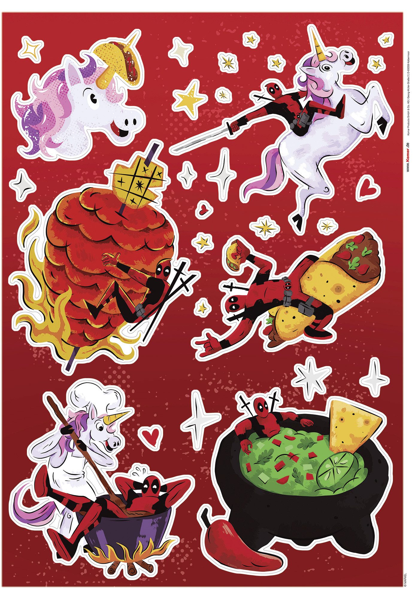 Komar Wandtattoo Marvel Deadpool Food (1 St), Künstler: Disney, 50 x 70 cm (Breite x Höhe) - Kinderzimmer, Wandsticker