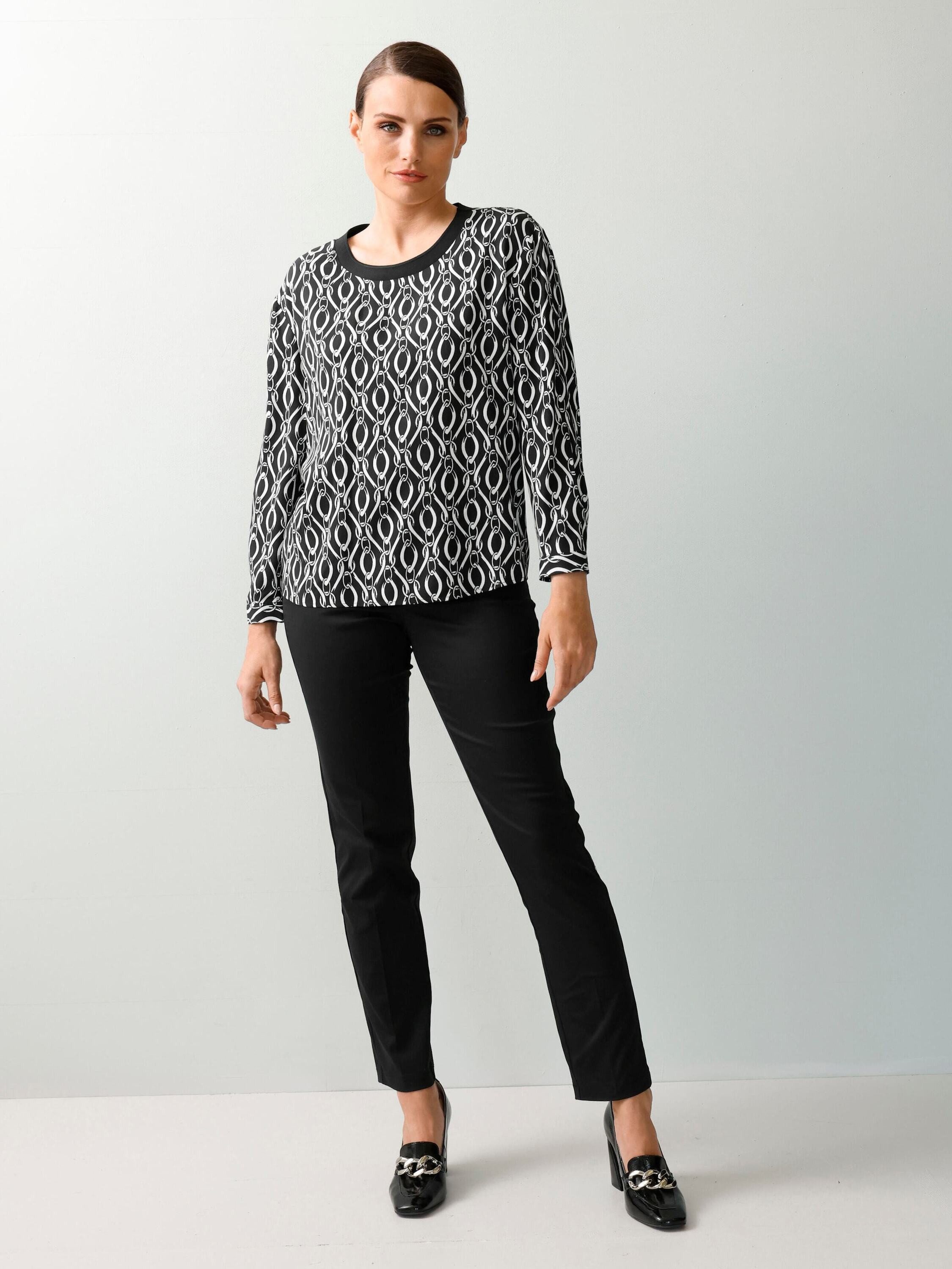 Alba Moda Schlupfbluse Bluse in grafischem Kettendessin
