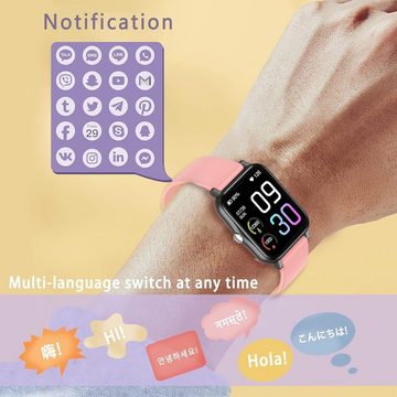 MICGIGI Smartwatch (1,69 Zoll, Android iOS), Damen herren mit großbildschirm fitnessuhr für pulsuhr schrittzähler