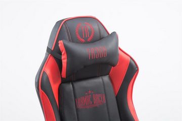 TPFLiving Gaming-Stuhl Shiva 2 mit bequemer Rückenlehne - höhenverstellbar und 360° drehbar (Schreibtischstuhl, Drehstuhl, Gamingstuhl, Racingstuhl, Chefsessel), Gestell: Kunststoff schwarz - Sitzfläche: Kunstleder schwarz/rot