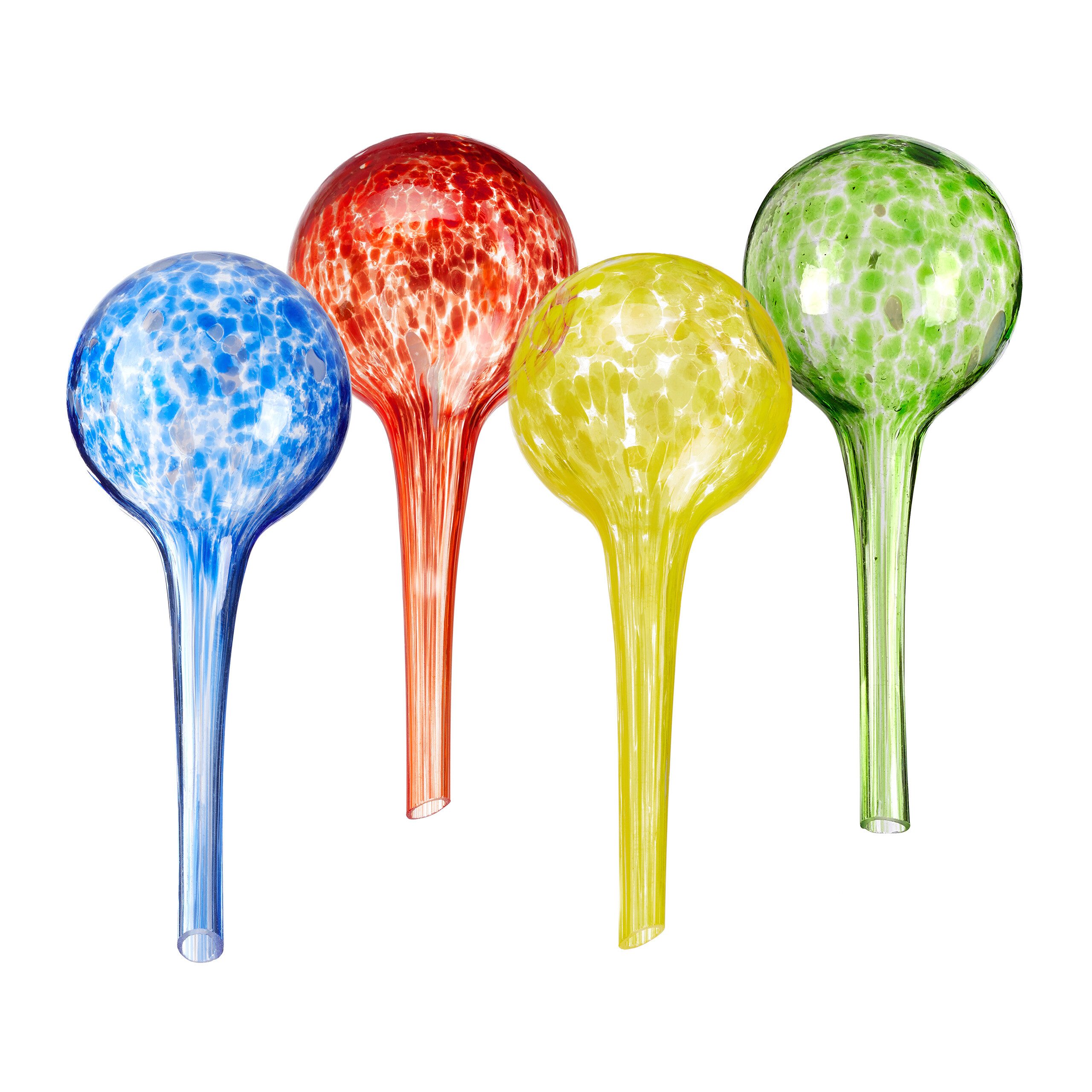 relaxdays Bewässerungskugel Bunte Bewässerungskugeln Glas 4er Set