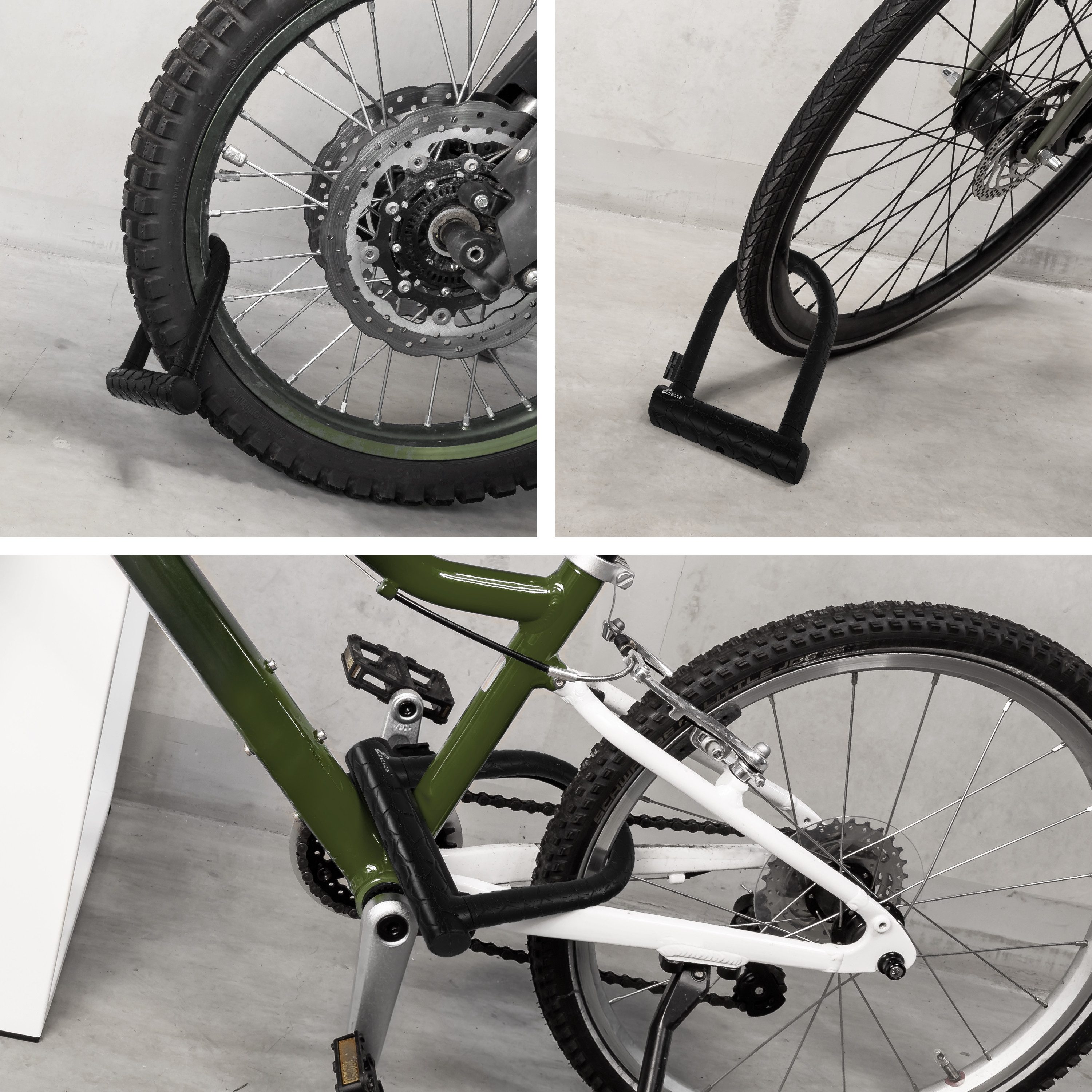 ZIEGER Kettenschloss ZIEGER Fahrrad-Bügelschloss U 150 – 14mm Stahlbügel mit Silikonüberzug