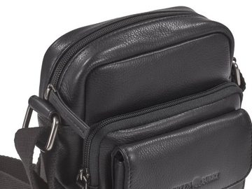 Greenburry Umhängetasche Basic, Schultertasche 18x20cm, kleine Herrentasche, Leder, schwarz