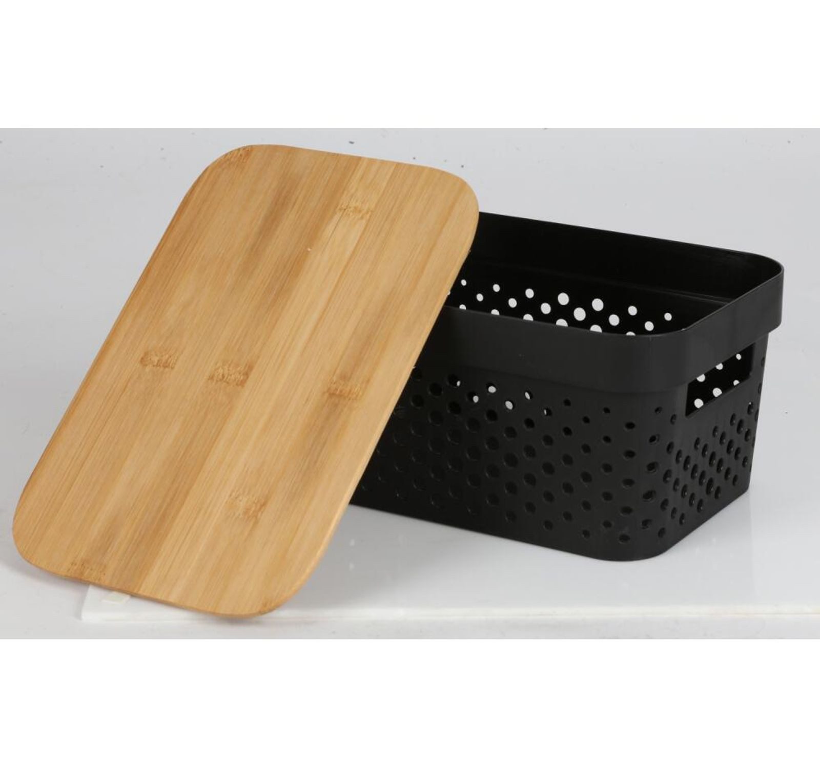 BURI Aufbewahrungsbox Aufbewahrungskorb 4,5L Bambusdeckel Allzweckbox Ordnungsbox Schrankbox – Bild 3 von 5