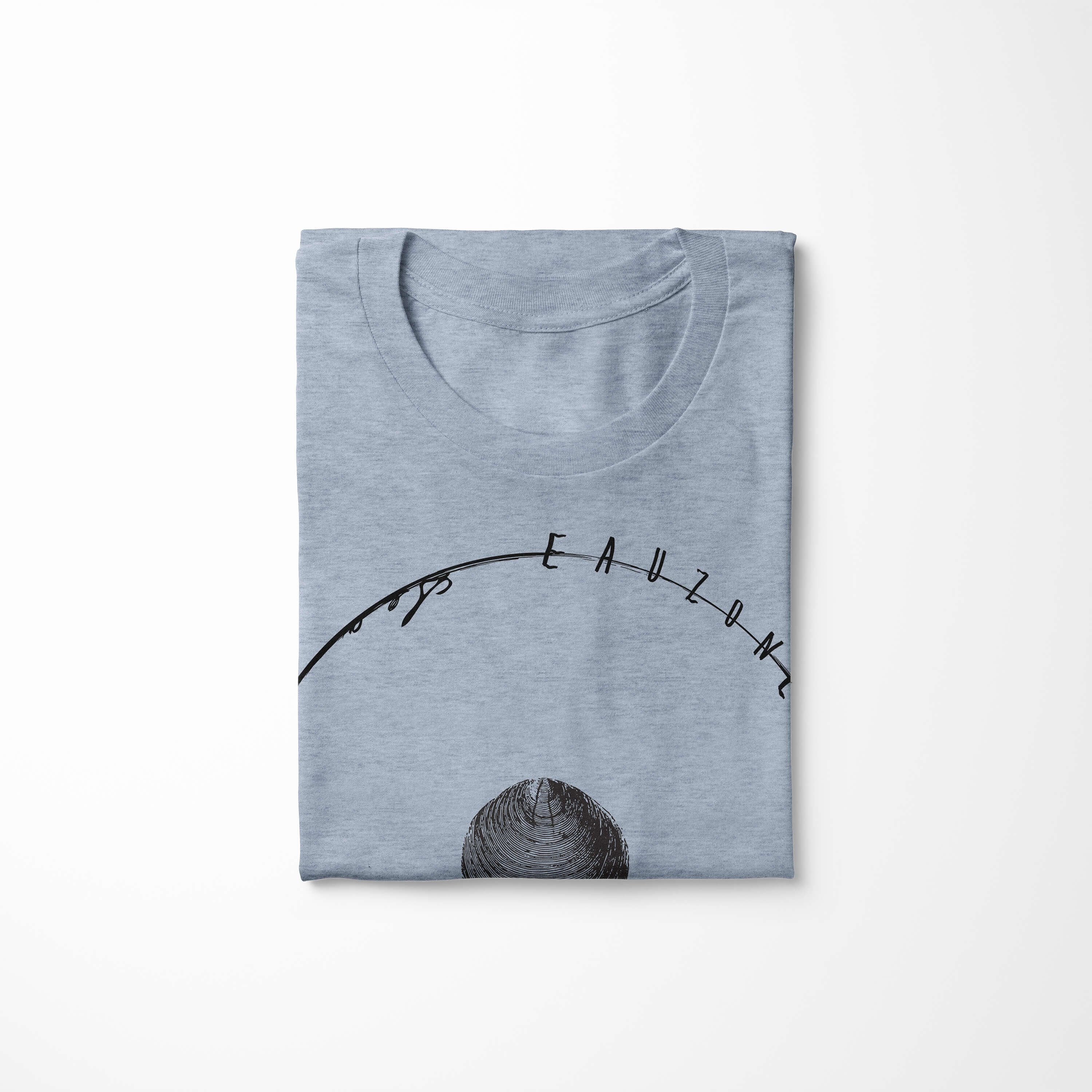 / Schnitt Creatures, Struktur Serie: Sea 005 Denim - und sportlicher T-Shirt Art Tiefsee Fische Sinus Sea Stonewash feine T-Shirt
