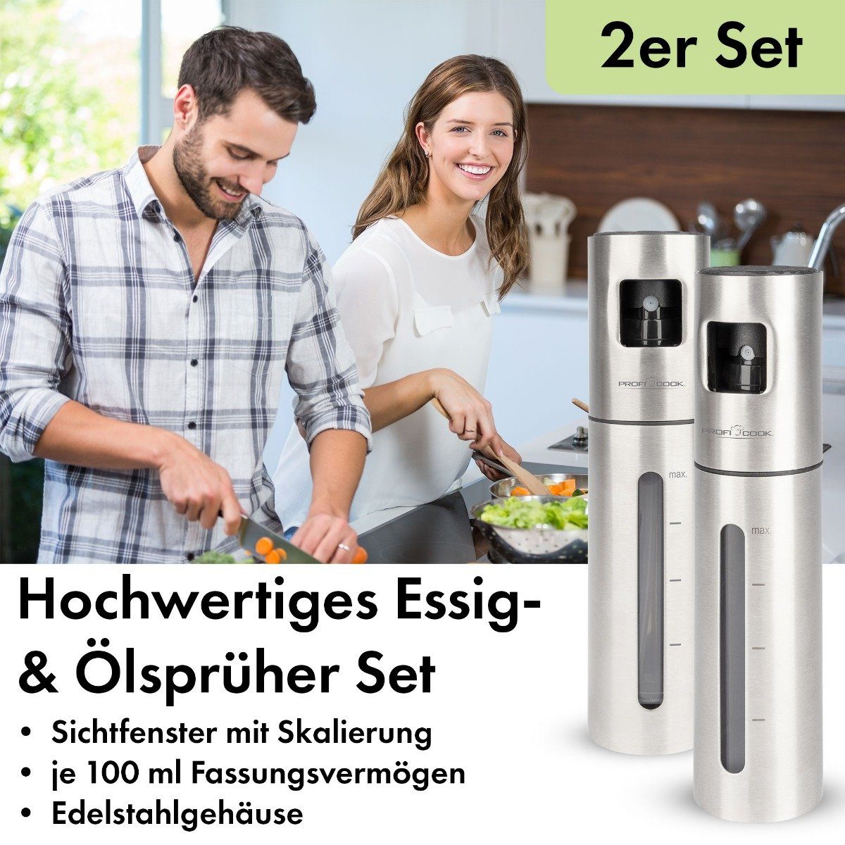 ProfiCook Essigspender PC-EOS 1270, Essig- & Ölsprüher Set mit 100 ml Fassungsvermögen