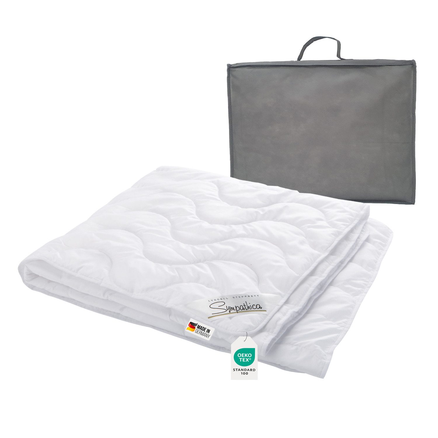 Sympathica Naturfaserbettdecke Sommerdecke Lyocell Sommer Bettdecke Sommerbett 135x200 60°C kühlend, Füllung: 100% Lyocell, Bezug: 100% Microfaser, Angenehm leicht und kühlend