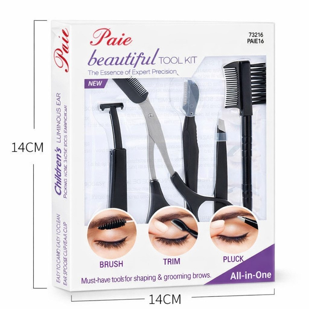 COOL-i ® Augenbrauenpinzette, 5 Stück Edelstahl-Pinzetten, Augenbrauen-Pflegeset