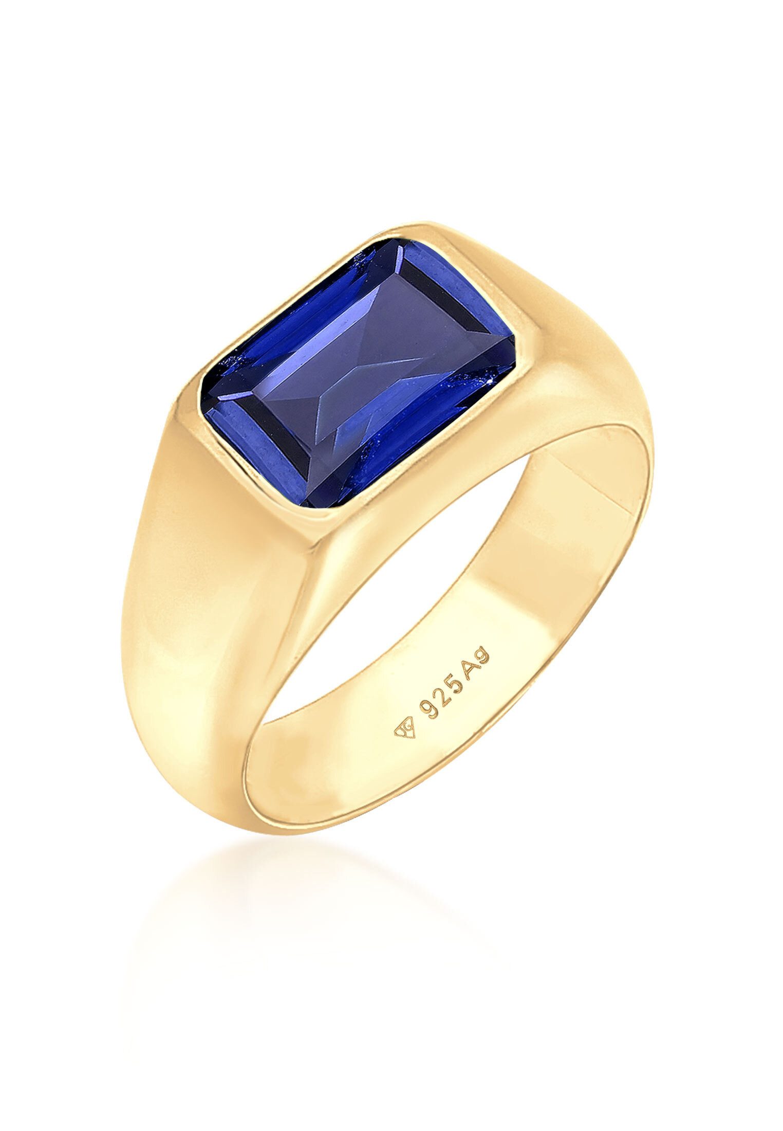Elli Premium Siegelring Siegelring Saphir Dunkelblau 925 Sterling Silber