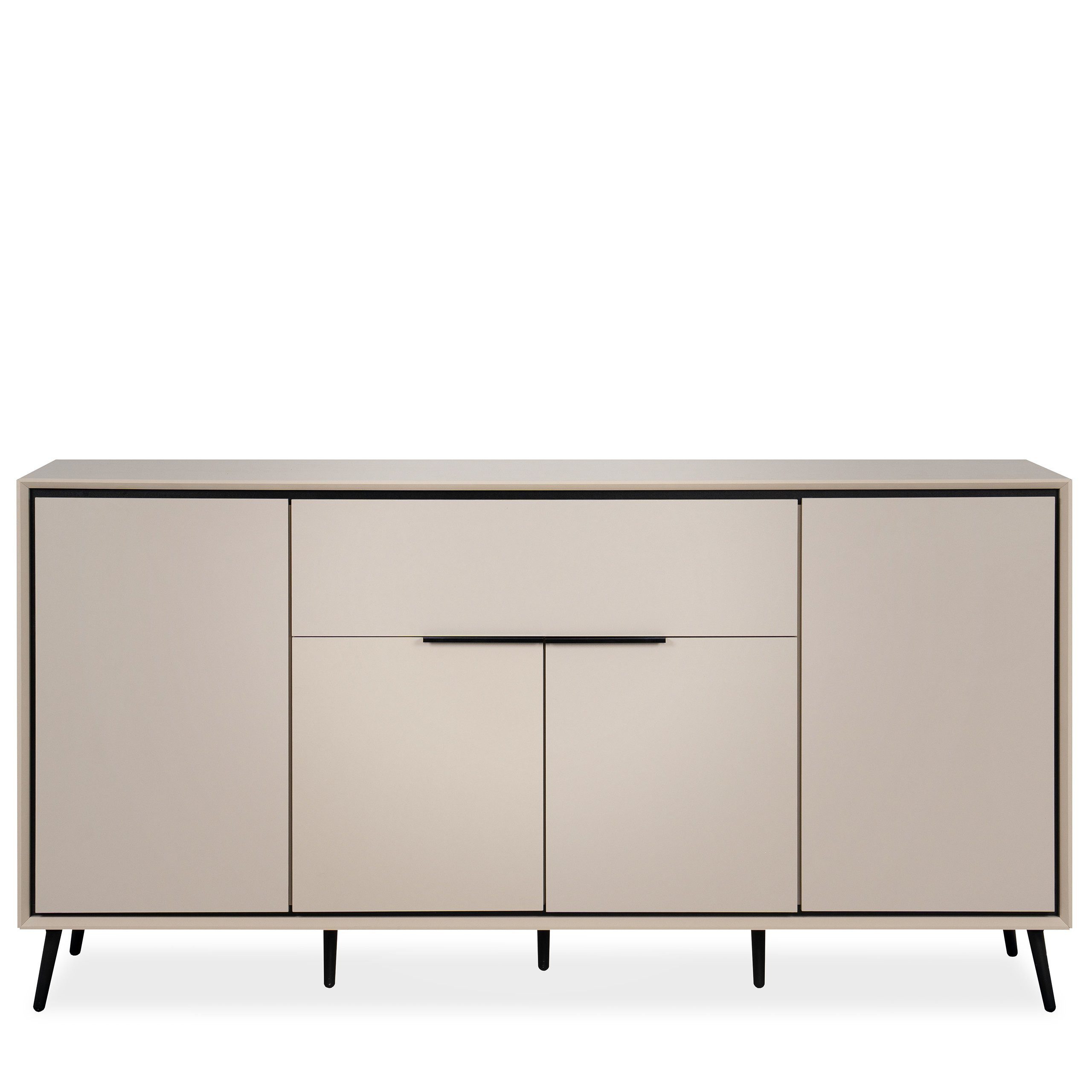 Newroom Sideboard Schwarz 175 cm, Kommode Schrank mit Türen Aufbewahrungsschrank für Wohnzimmer Flu...