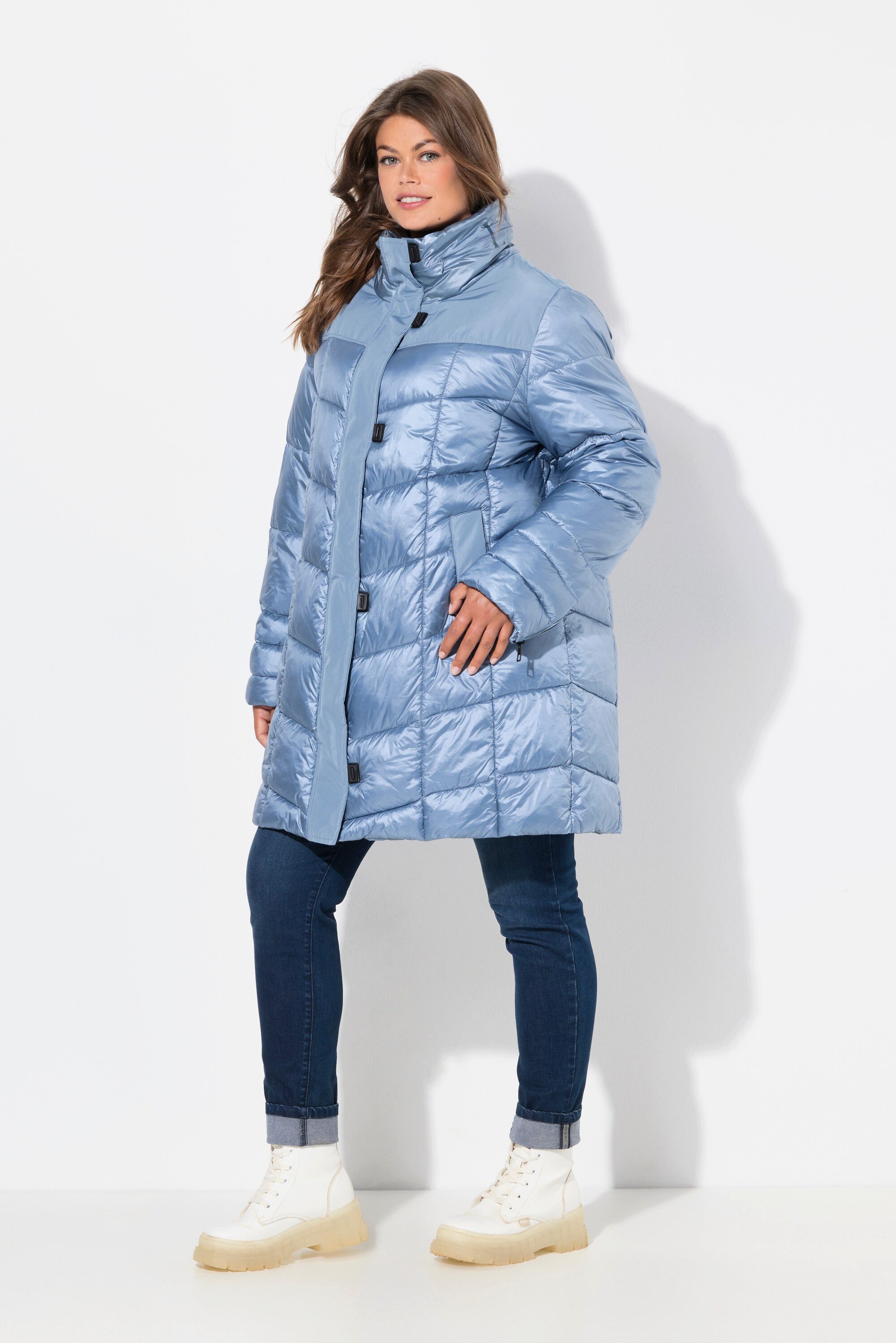 Laurasøn Steppjacke Steppjacke Stehkragen eingerollte Kapuze