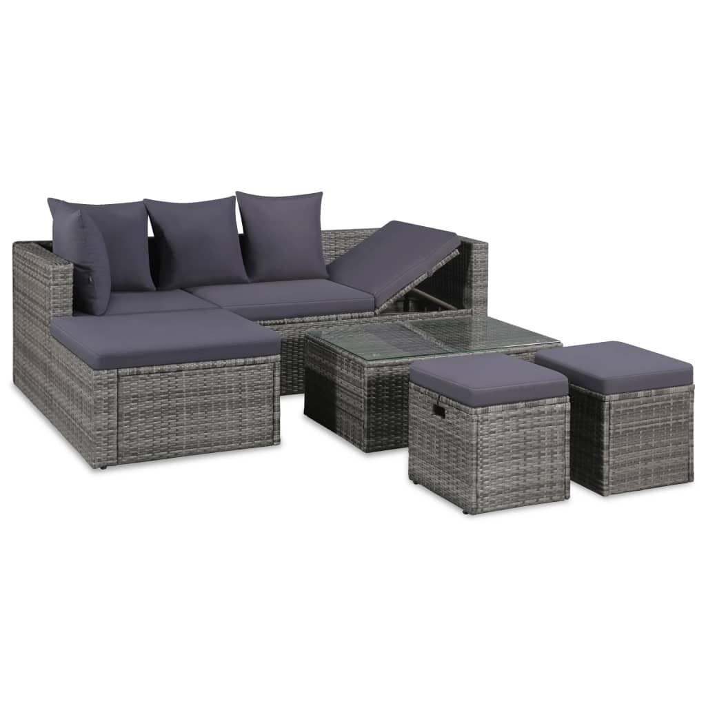 vidaXL GartenloungeSet »4tlg. GartenLoungeSet mit Auflagen Poly