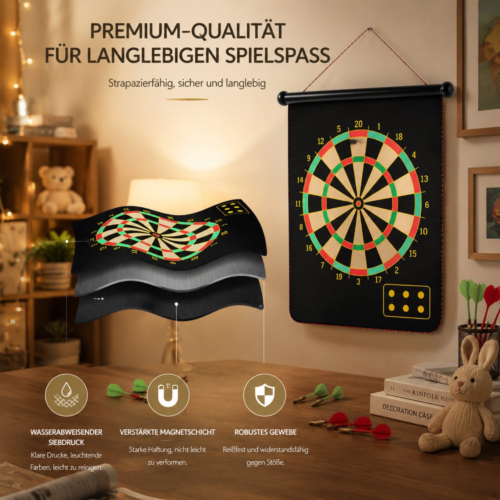 Solarandmore Dartscheibe magnetisch gesichert,hängend,beidseitig verwendbar,Dartspielzeug, (set, mit Dartpfeilen), freizeit und denkspiele,entspannungsspielzeug,tolle geschenkideen