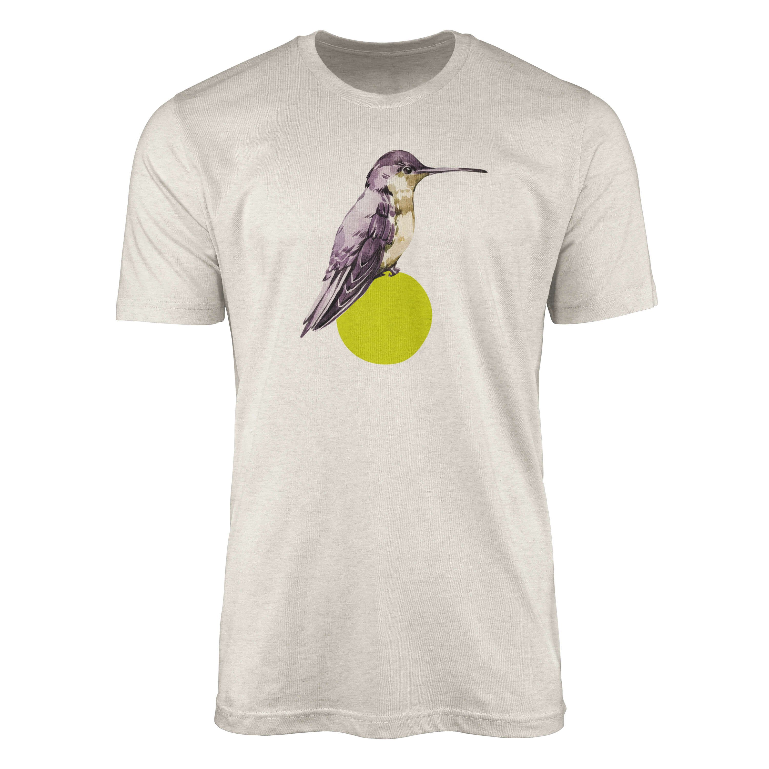 (1-tlg) Organic Ökomode Herren Aquarell Bio-Baumwolle Sinus Nachhaltig Shirt Kolibri Art T-Shirt Motiv T-Shirt Farbe