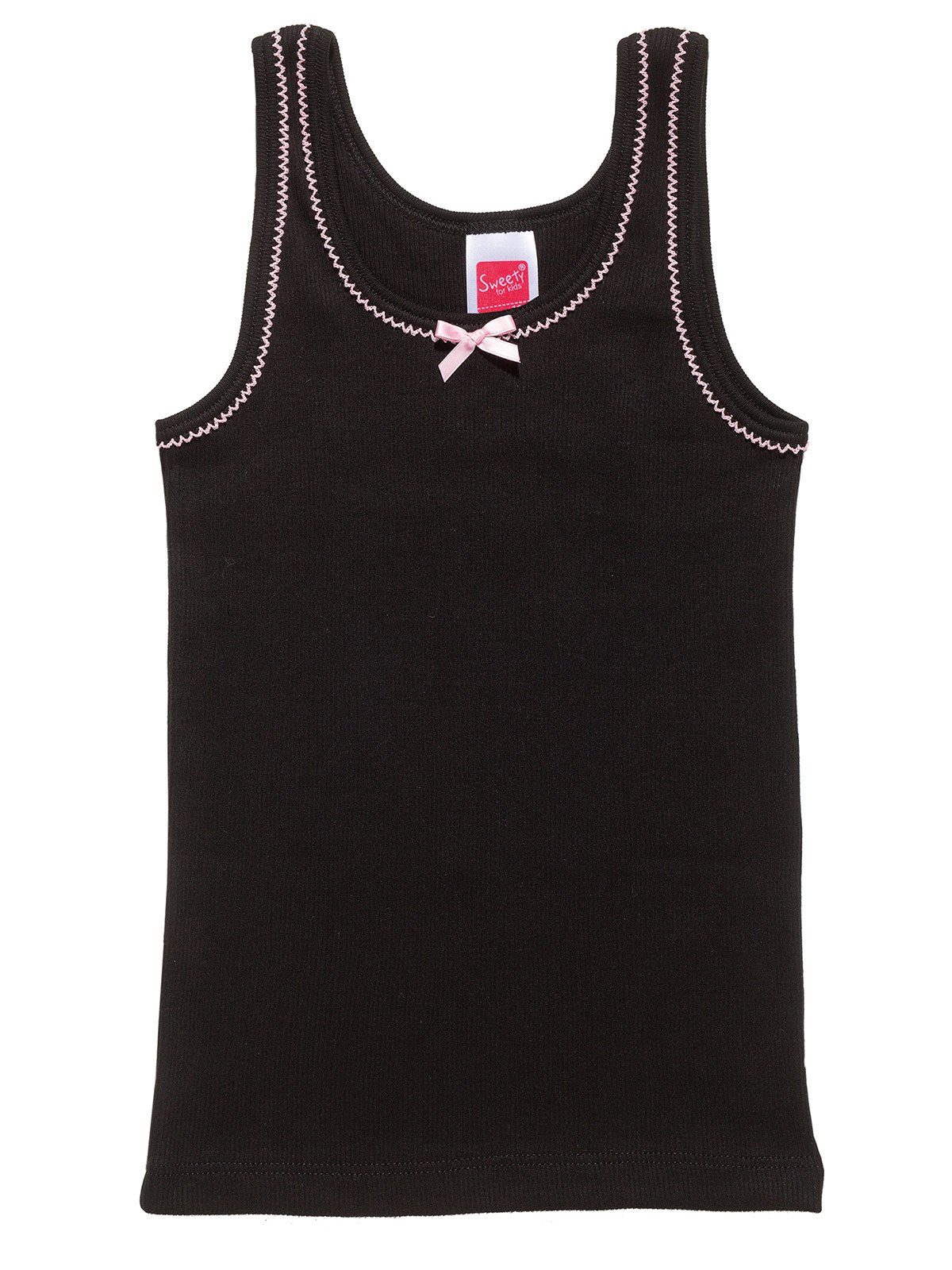 Sparpack carbon Achselhemd Doppelripp Markenqualität Unterhemd (Spar-Set, 4-St) hohe for Mädchen Sweety schwarz Kids 4er