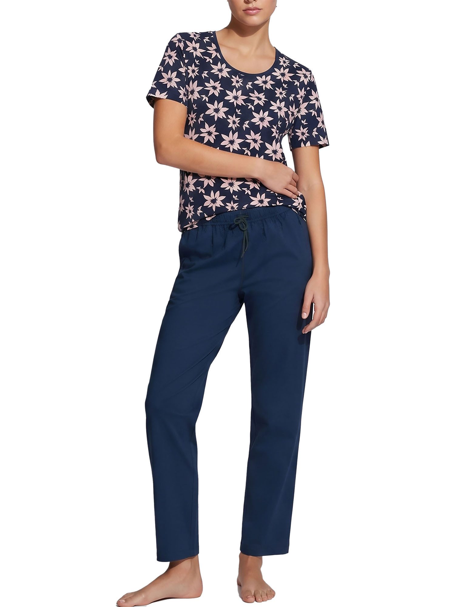Ammann Pyjama Damen T-Shirt, lange Hose Night & Relax (Packung, 1 tlg) Modal & Baumwolle, seidig weich, Nachtwäsche und Homewear Set