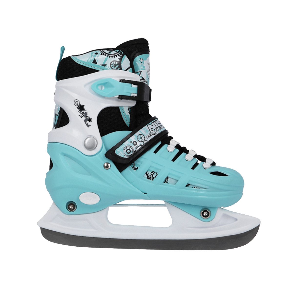 NILS EXTREME Inlineskates 4-IN-1 Inliner Schlittschuhe Rollschuhe Eishockey Blau, verstellbare Größe und wechselbare Kufen