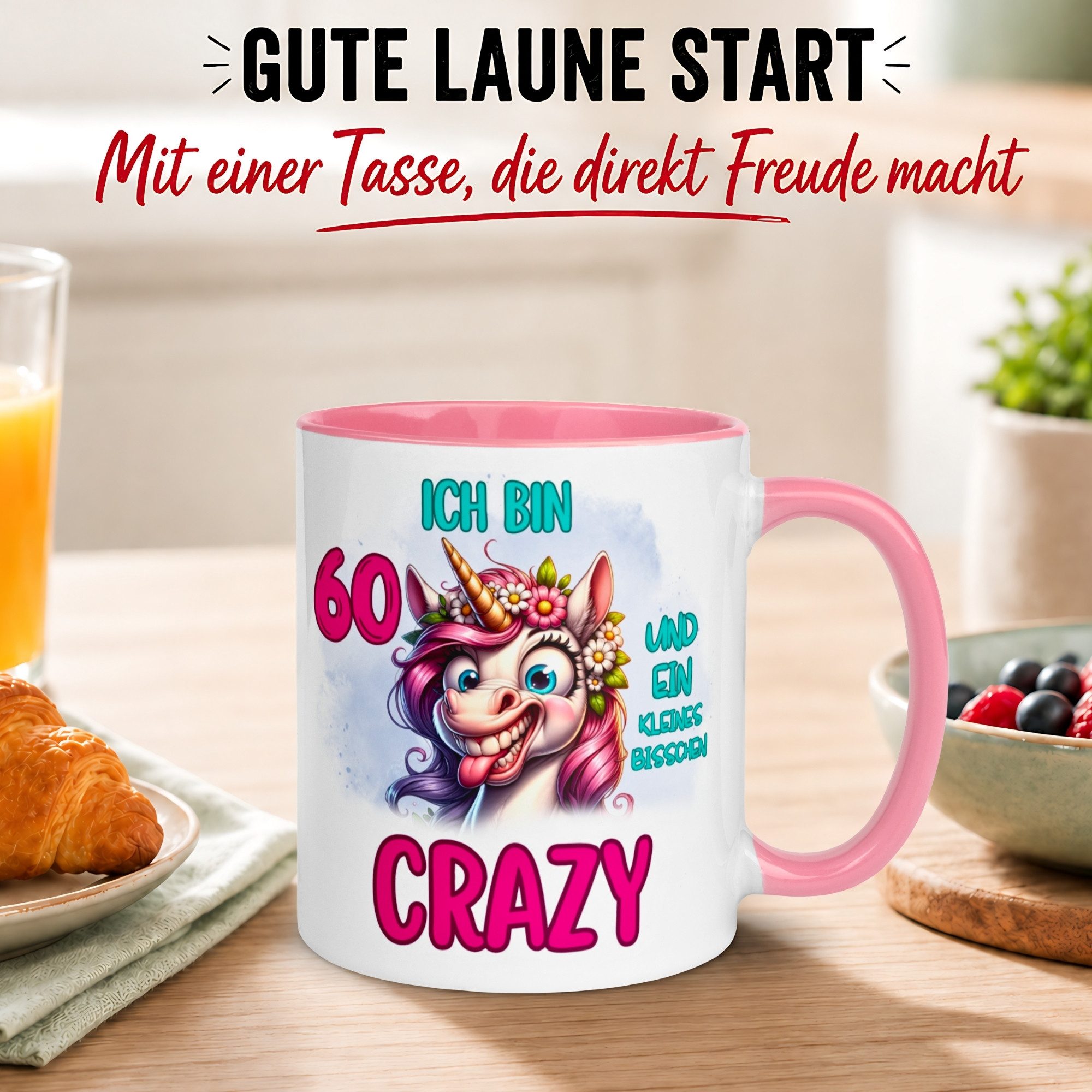 Momentals Tasse 60 Geburtstag Frau – Ein bisschen Crazy – Geburtstagsgeschenk Frauen, Gratis Versand · Links-&Rechtshänder · Spülmaschinenfest
