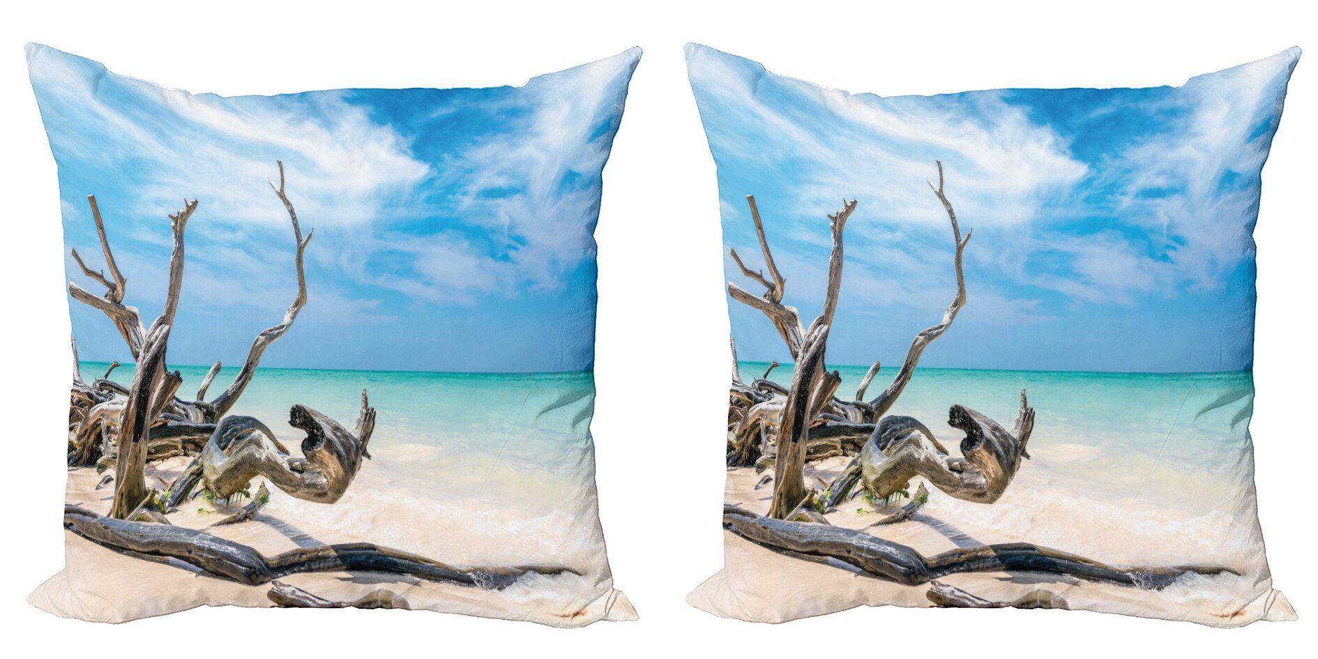 Kissenbezüge Modern Accent Doppelseitiger Digitaldruck, Abakuhaus (2 Stück), Landschaft Seascape Sandy Beach