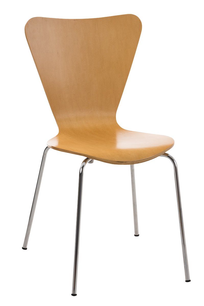 TPFLiving Besucherstuhl Calisso mit ergonomisch geformter Sitzfläche - Konferenzstuhl (Besprechungsstuhl - Warteraumstuhl - Messestuhl), Gestell: Metall chrom - Sitzfläche: Holz Natura