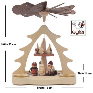 Dieter Legler GmbH & Co. KG Weihnachtspyramide Tisch Pyramide Weihnachtsmann & Schneemann 15x19x24 cm - Orig. Erzgeb.