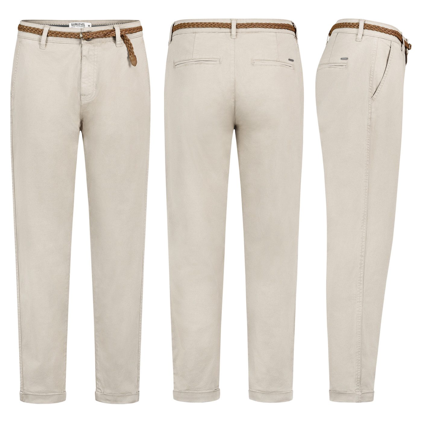 SUBLEVEL Chinos Damen Chino Hose Stoffhose inkl.Gürtel Businesshose Freizit günstig online kaufen