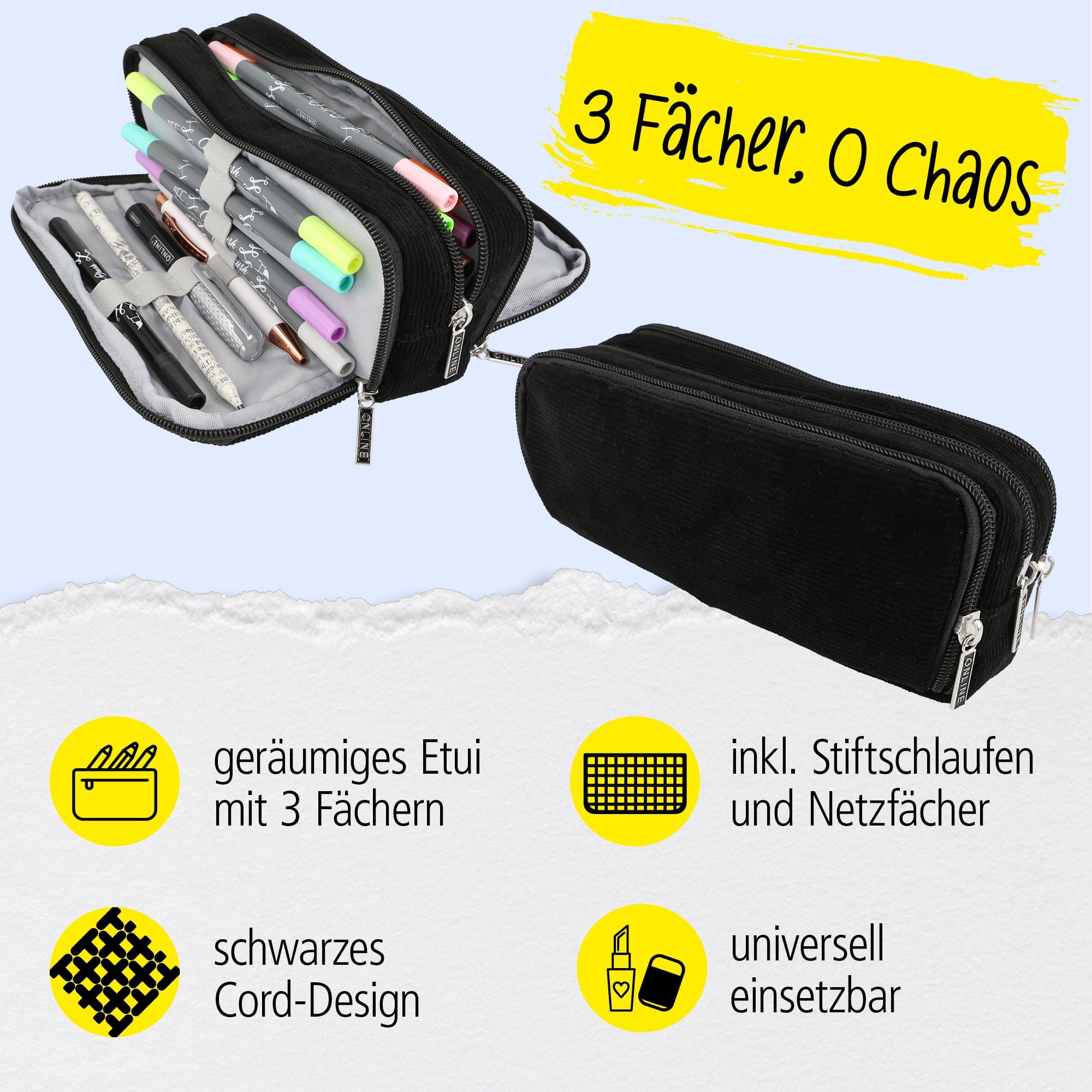 Online Pen Federmäppchen Schlampermäppchen Triple, (Schwarze günstig online kaufen