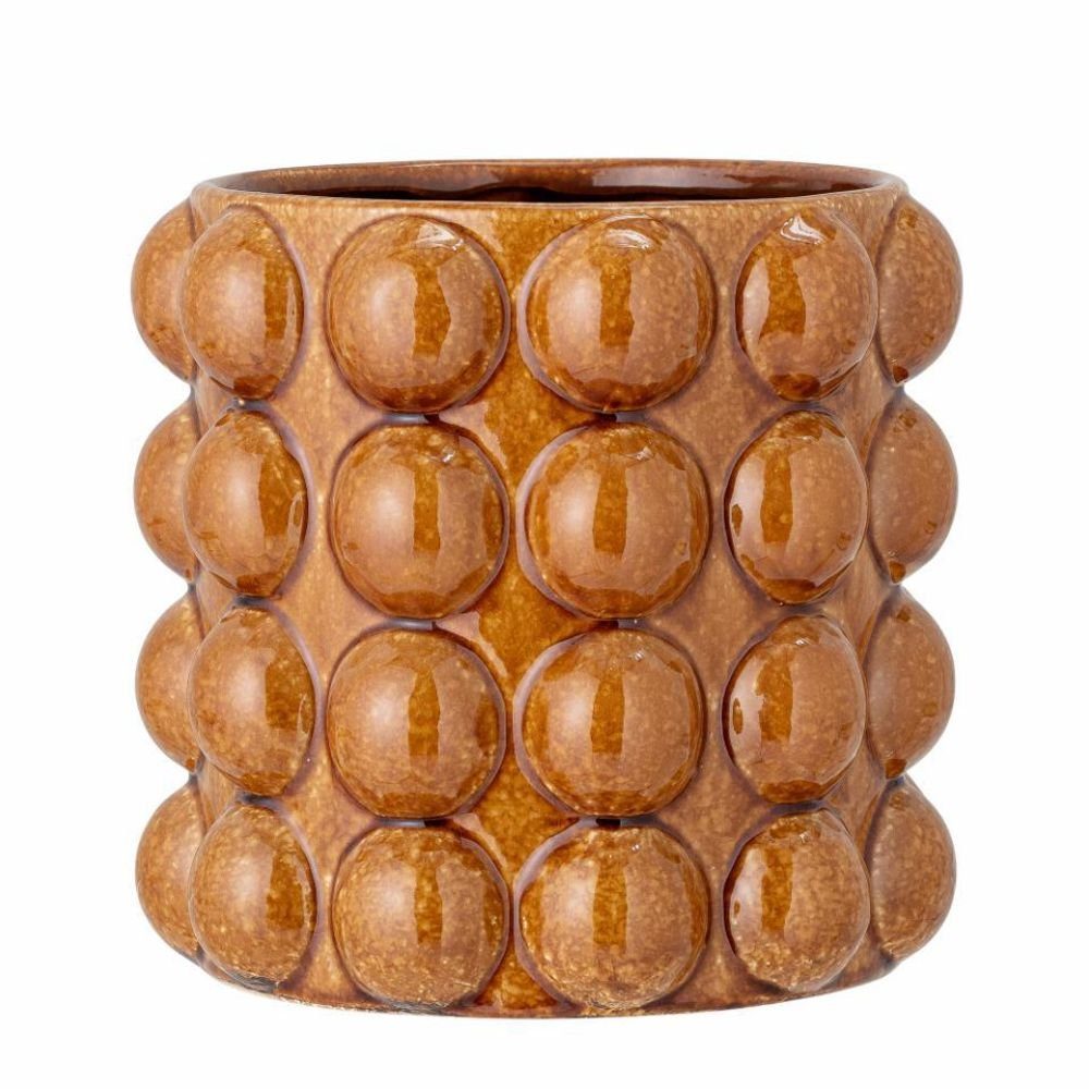 Bloomingville Limone Blumentopf Aus Steingut – Handbemalt, Gelb, 16,5x16 Cm