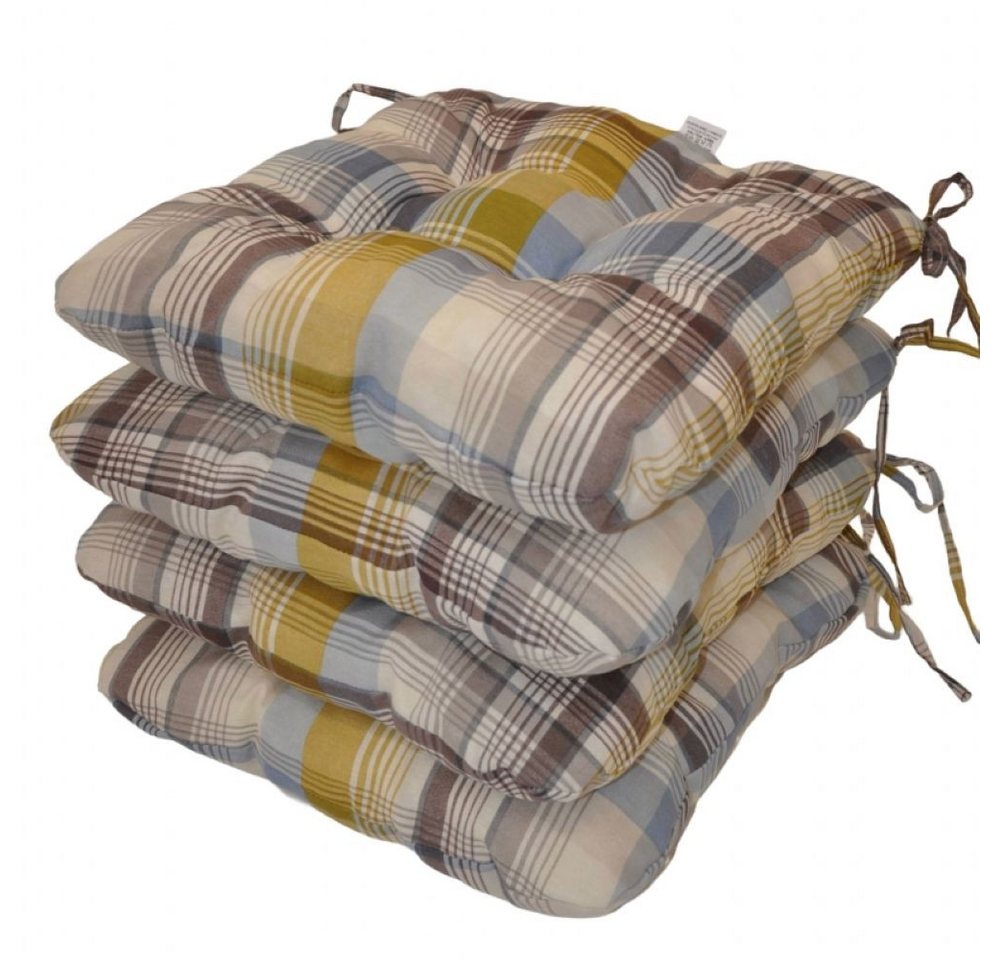 Rattani Sitzkissen 4 x Sitzkissen, Stuhlkissen Lara 36 x 36 cm, 4 er Set Stuhlkissen im Material Uniko