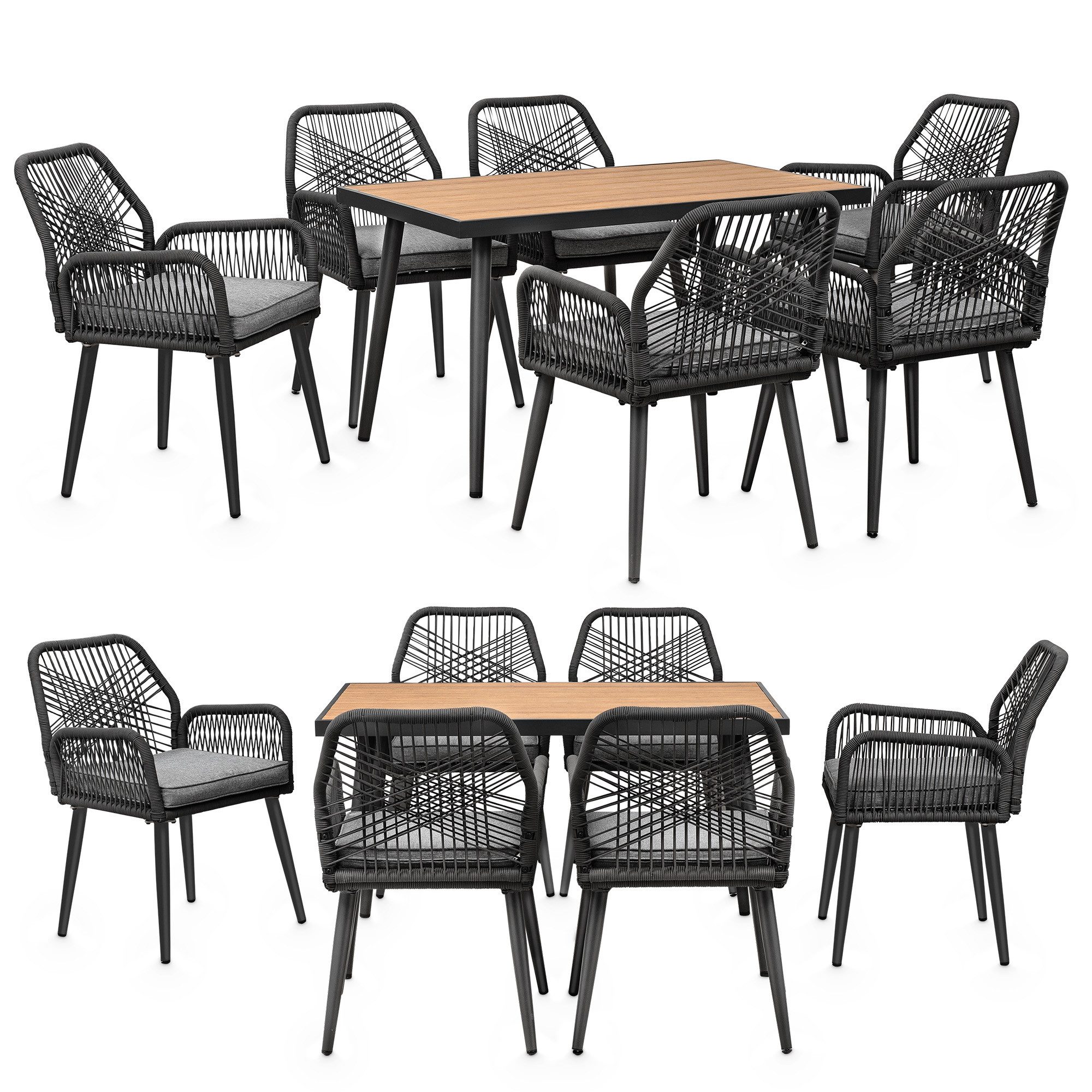 Swing&Harmonie Garten-Essgruppe für 6-8 Personen mit Tisch, Seilgeflecht-St günstig online kaufen