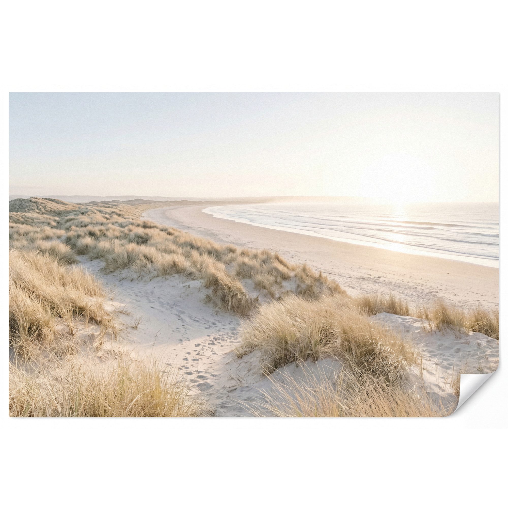 OnlyWow Fototapete Dünen - Strand - Beige, Matt, bedruckt, Wohnzimmer, Modern, bedruckt, Vinyl Tapete 100x70cm