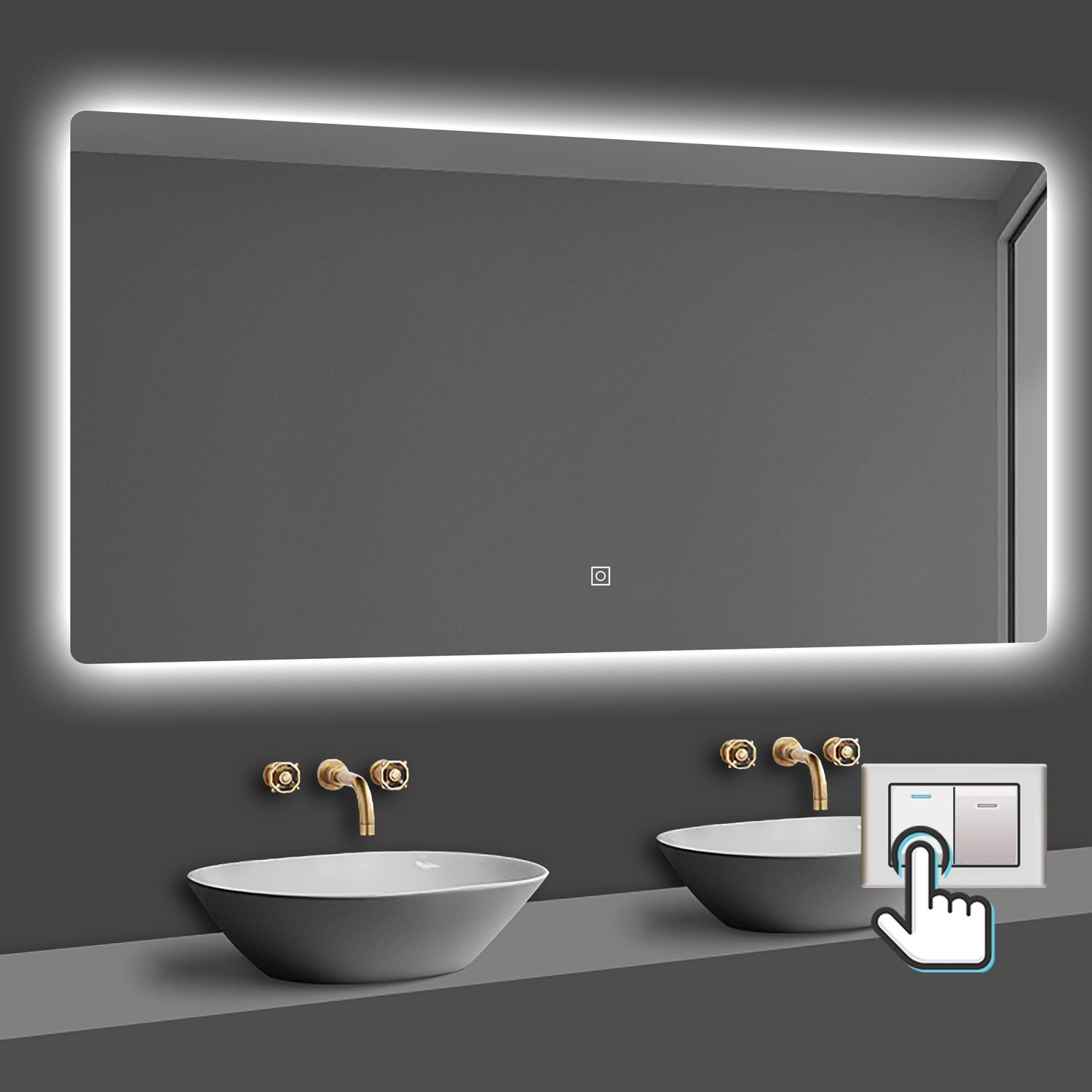 Badspiegel Spiegel mit LED Beleuchtung dimmbar 40-120cm