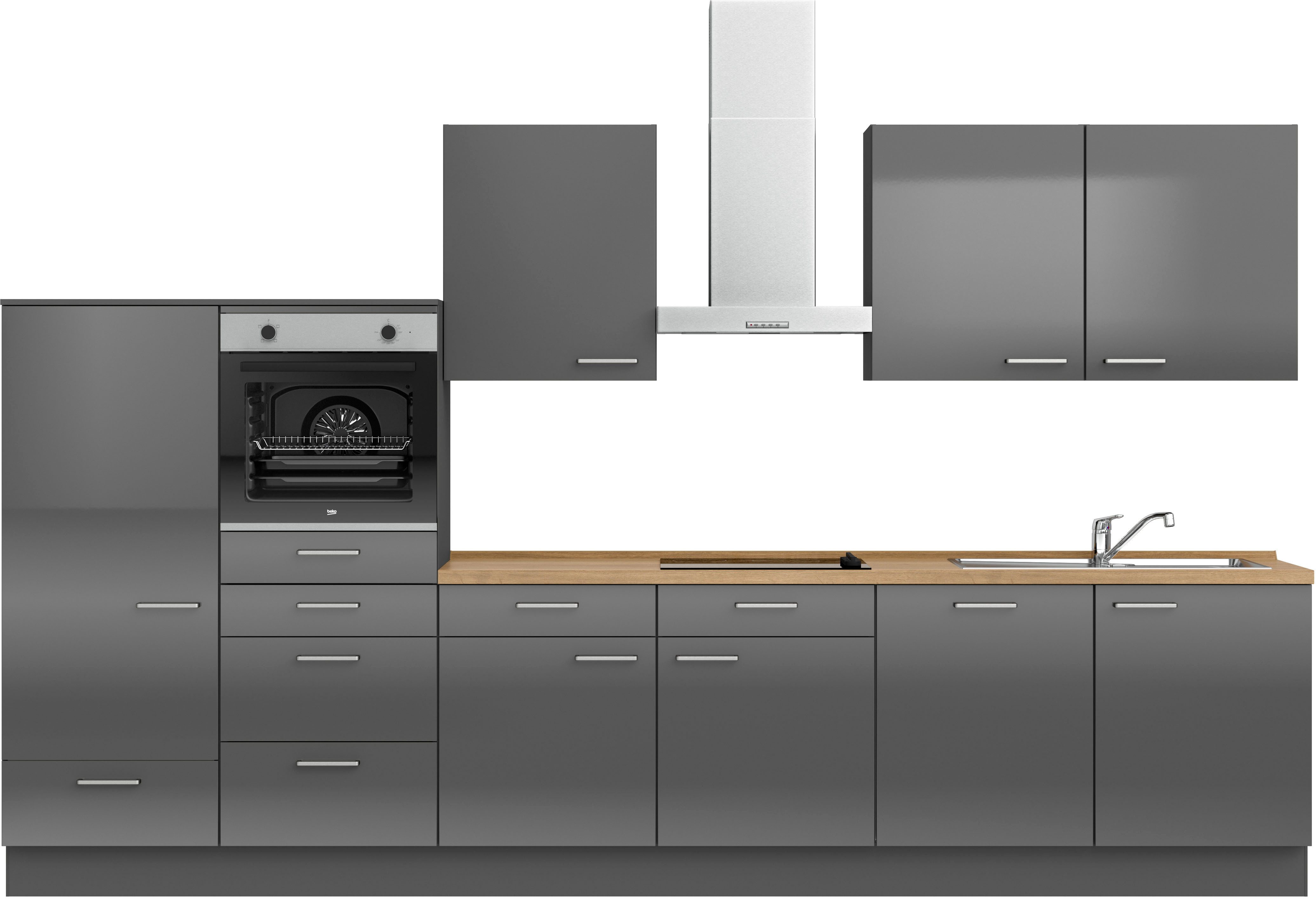 nobilia® Кухниzeile "Flash I", vormontiert, Ausrichtung wählbar, Breite 360 cm, wahlw. mit E-Geräten