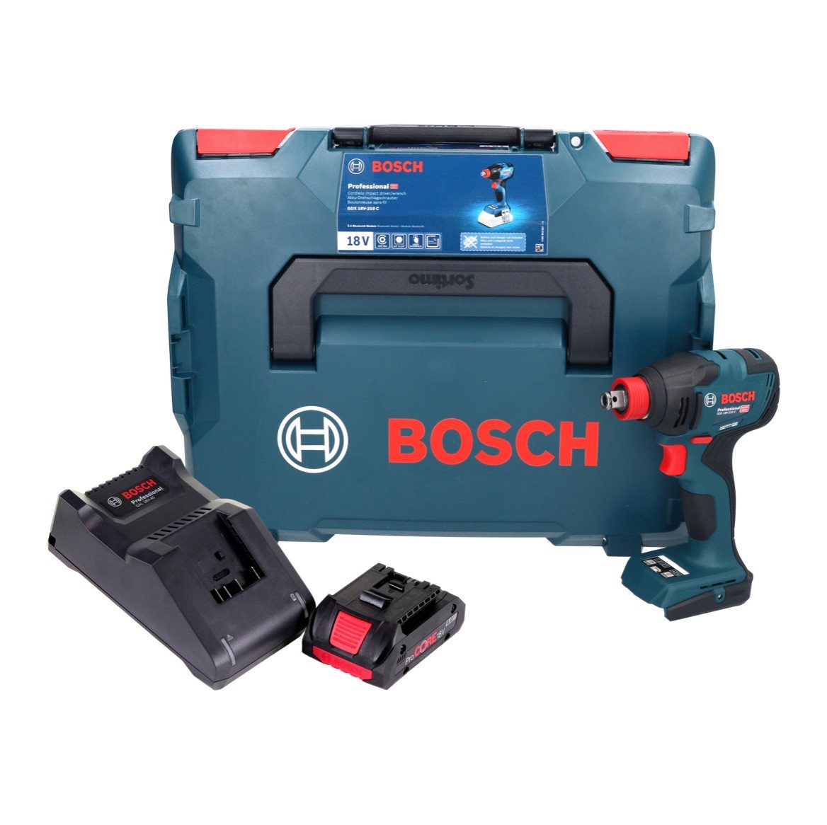 Thumbnail - Bosch Professional Akku-Schlagschrauber GDX 18V-210 C Professional 18 V 210 Nm + 1x Akku 4 Ah + Lader + L-Boxx