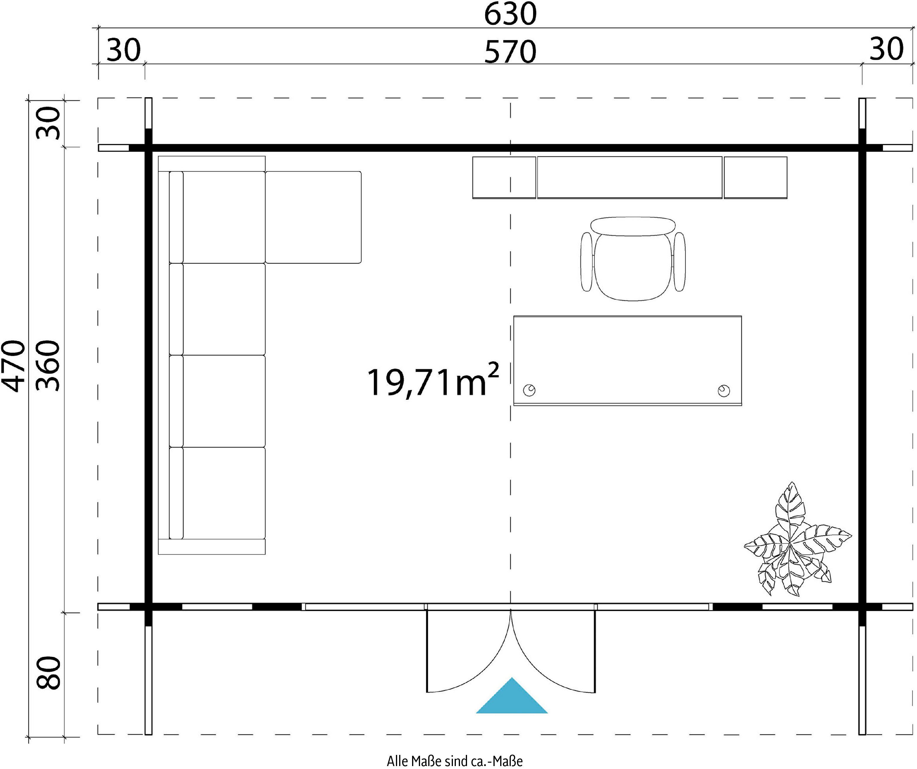 verlegen) MAJA 630x470 cm, naturbelassen Gartenhaus inkl. zum SUSSEX, (Set, Fussbodenbretter LASITA BxT: