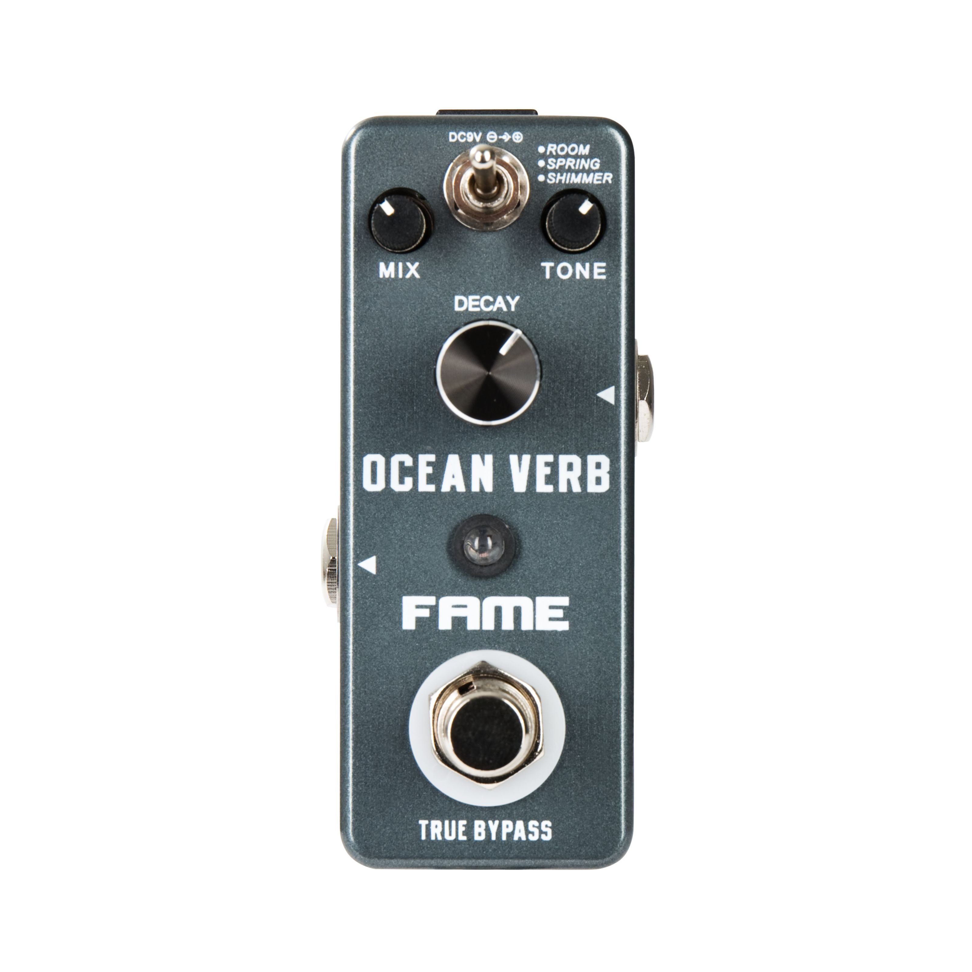 FAME Musikinstrumentenpedal, (Ocean Verb Reverb Effekt für Gitarren 3 Hall-Effekt-Modi (Room Spring Shimmer) Decay Tone und Mix Regler True Bypass Kompaktes Metallgehäuse, Effekte, Delays/Echos/Reverb), Ocean Verb, Reverb Effekt, Gitarrenhall-Effekte