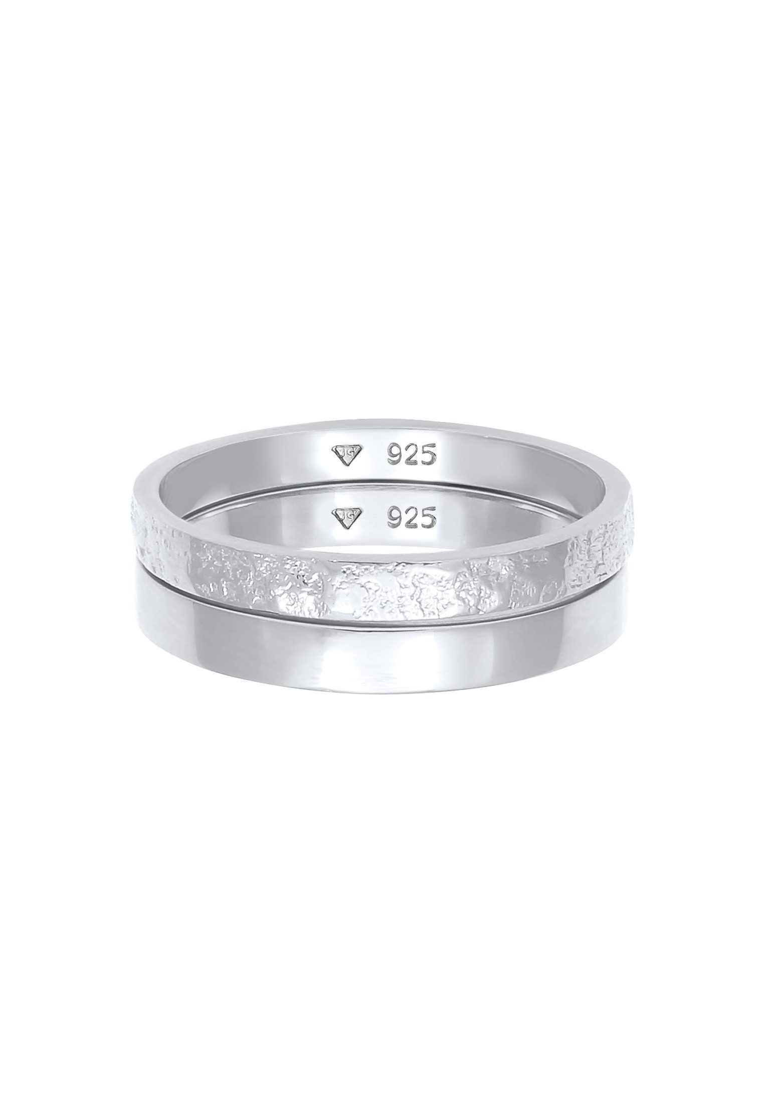 Elli Ring-Set Bandring Basic Gehämmert Schmuck Geschenk (Set 2-tlg) 925 Silber, Ring Set