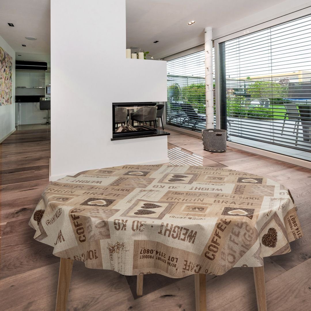 laro Tischdecke Wachstuch-Tischdecken Kaffee Herzen Rund günstig online kaufen