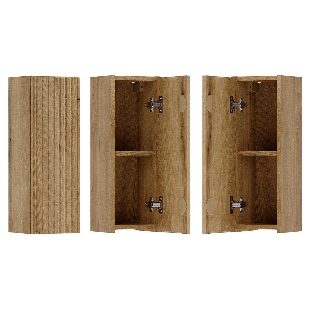Lomadox Hängeschrank NEWPORT-56-EVOKE 20 cm breit mit 1 Tür, Eiche mit gerillter Front