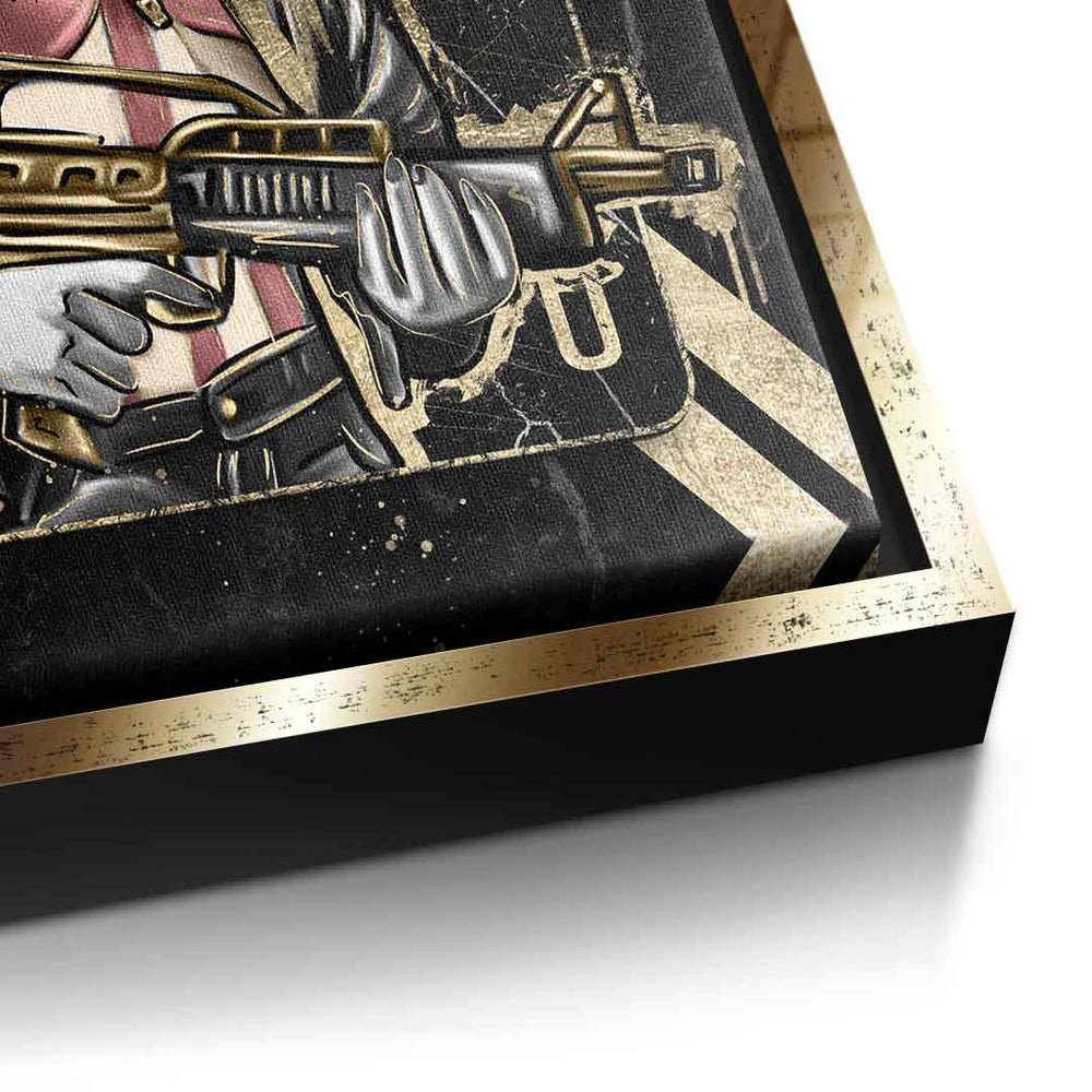 schwarz DOTCOMCANVAS® Leinwandbild, - Wandbild QUEEN Premium GANGSTER silberner Rahmen gold